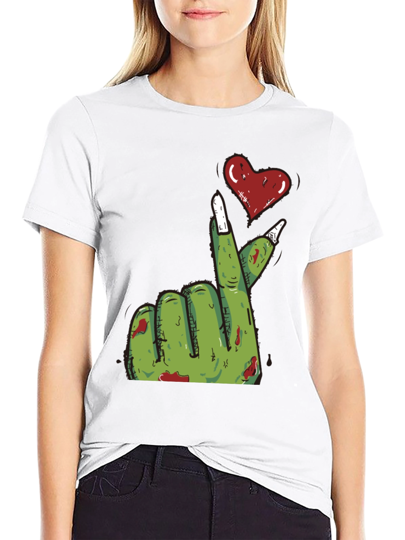 Black Zombie Love Hand T-Shirt - Black view 9