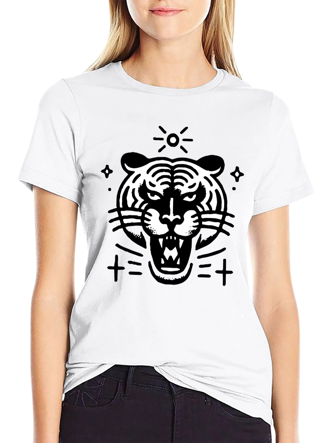 Black Roaring Tiger Graphic Tee - Black view 9