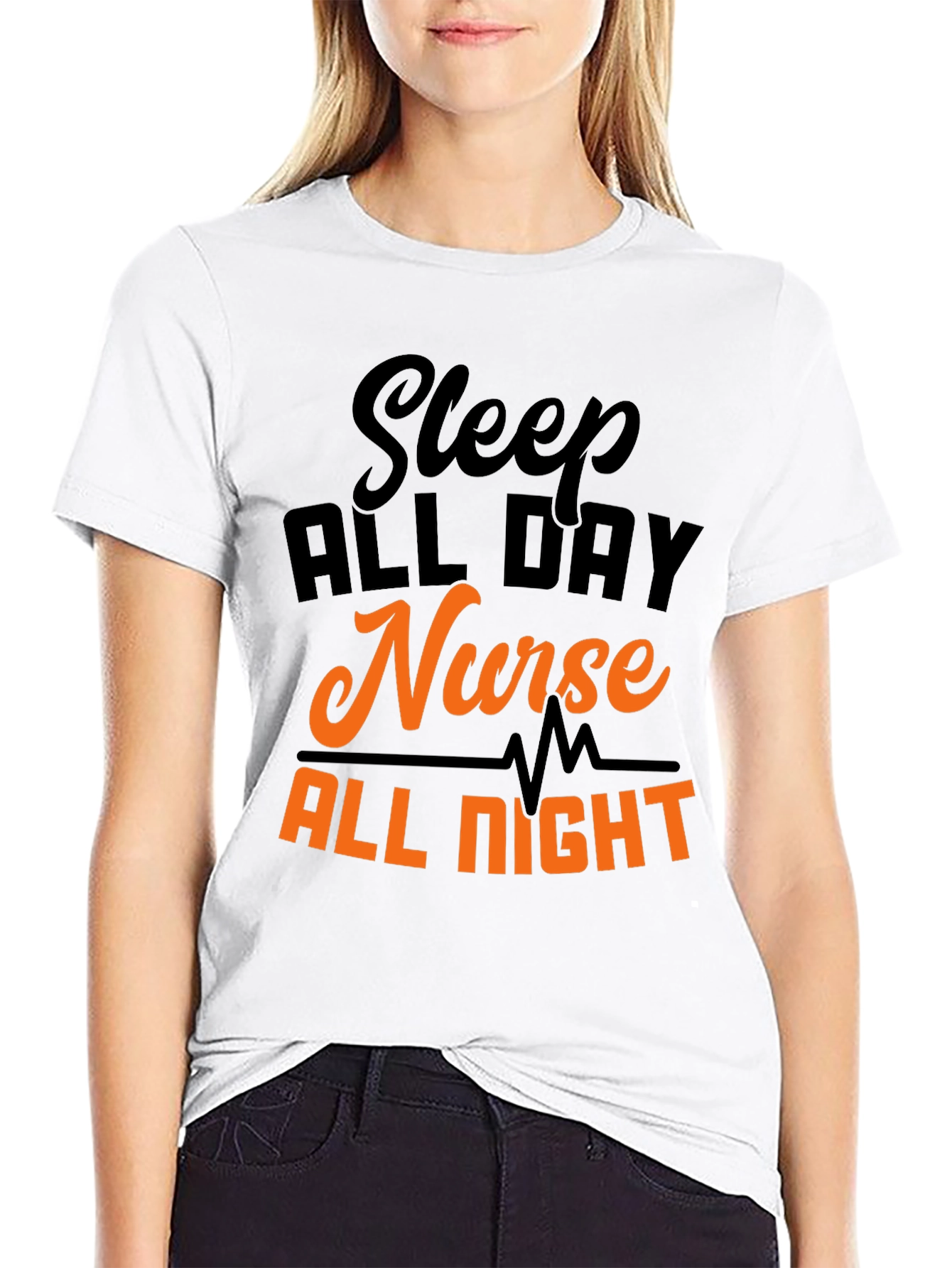 Black Sleep All Day Nurse All Night T-Shirt view 9