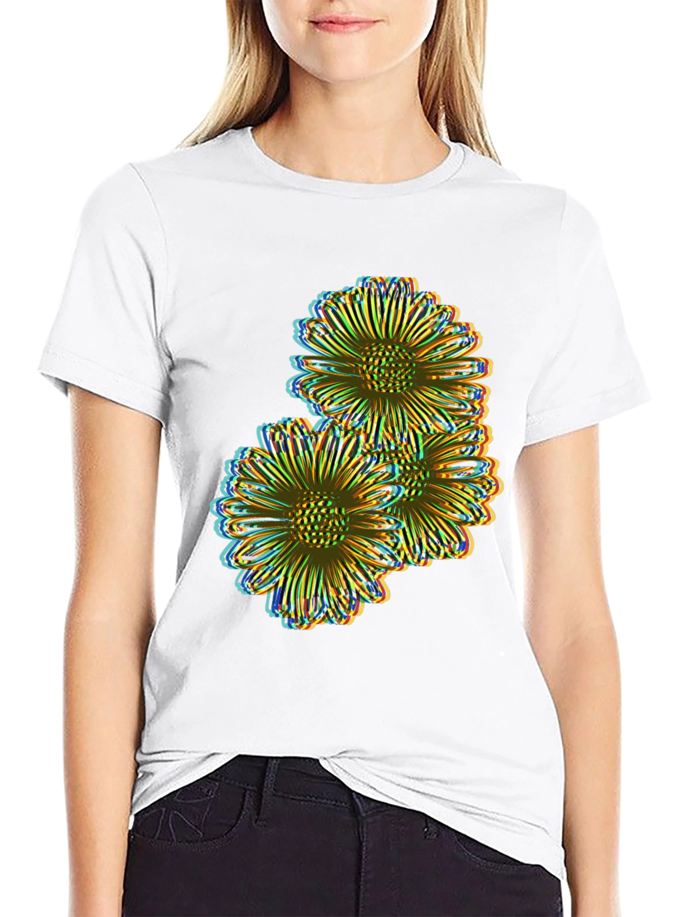 Black Floral Illusion Tee - Bold Graphic Print view 9