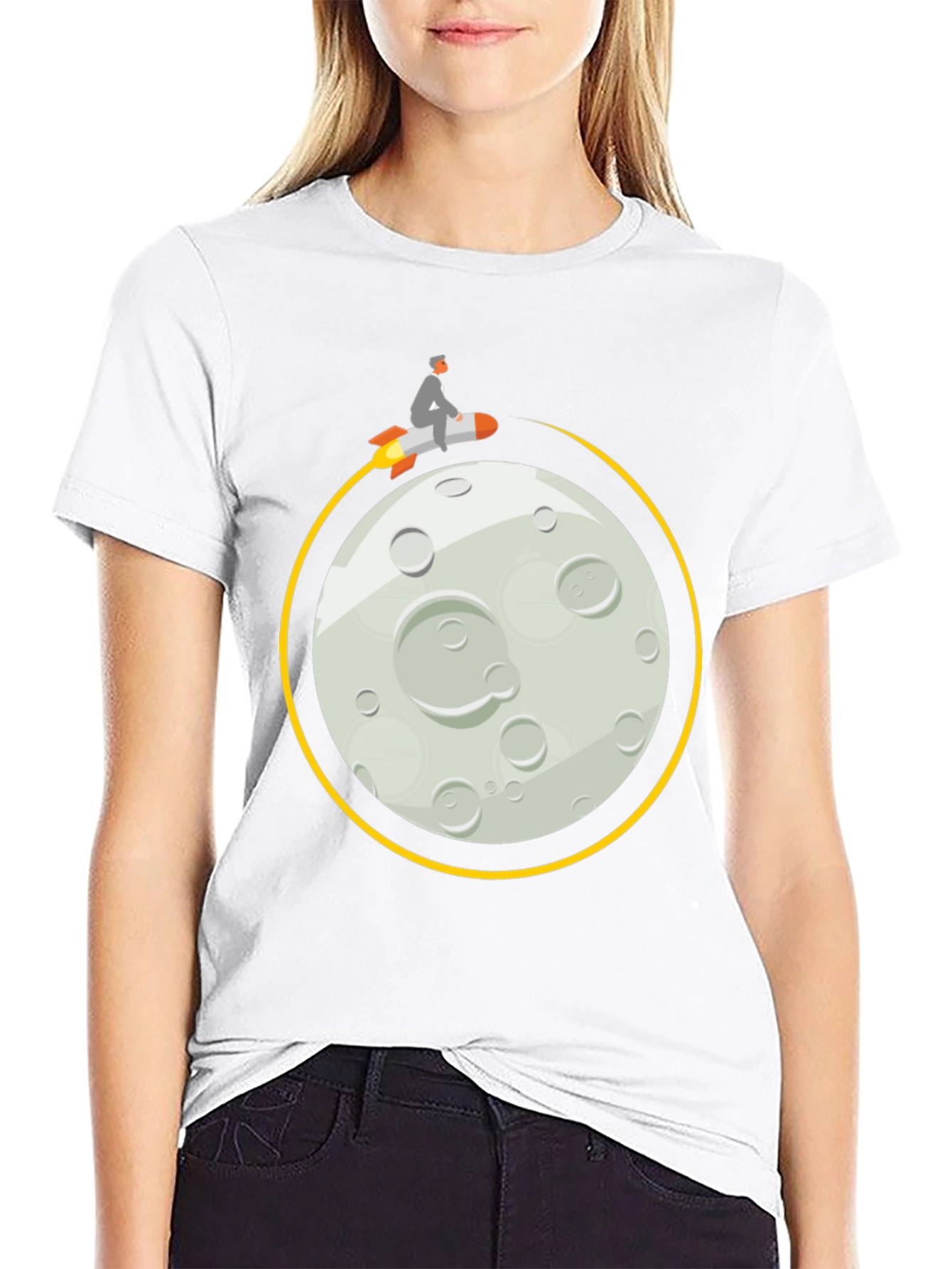 Black Rocket Man on the Moon T-Shirt view 9