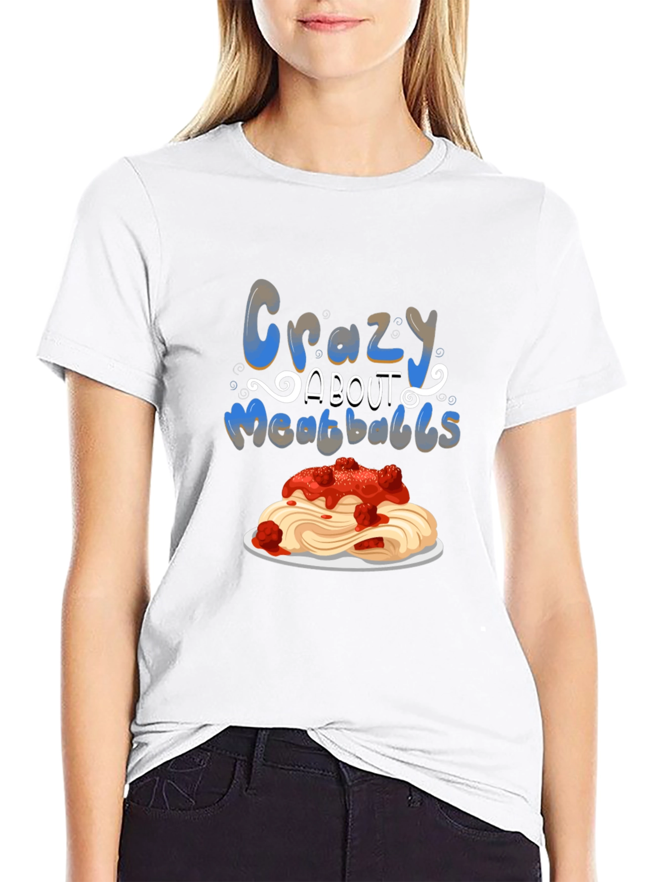 Black Crazy About Meatballs T-Shirt - Foodie Tee view 9