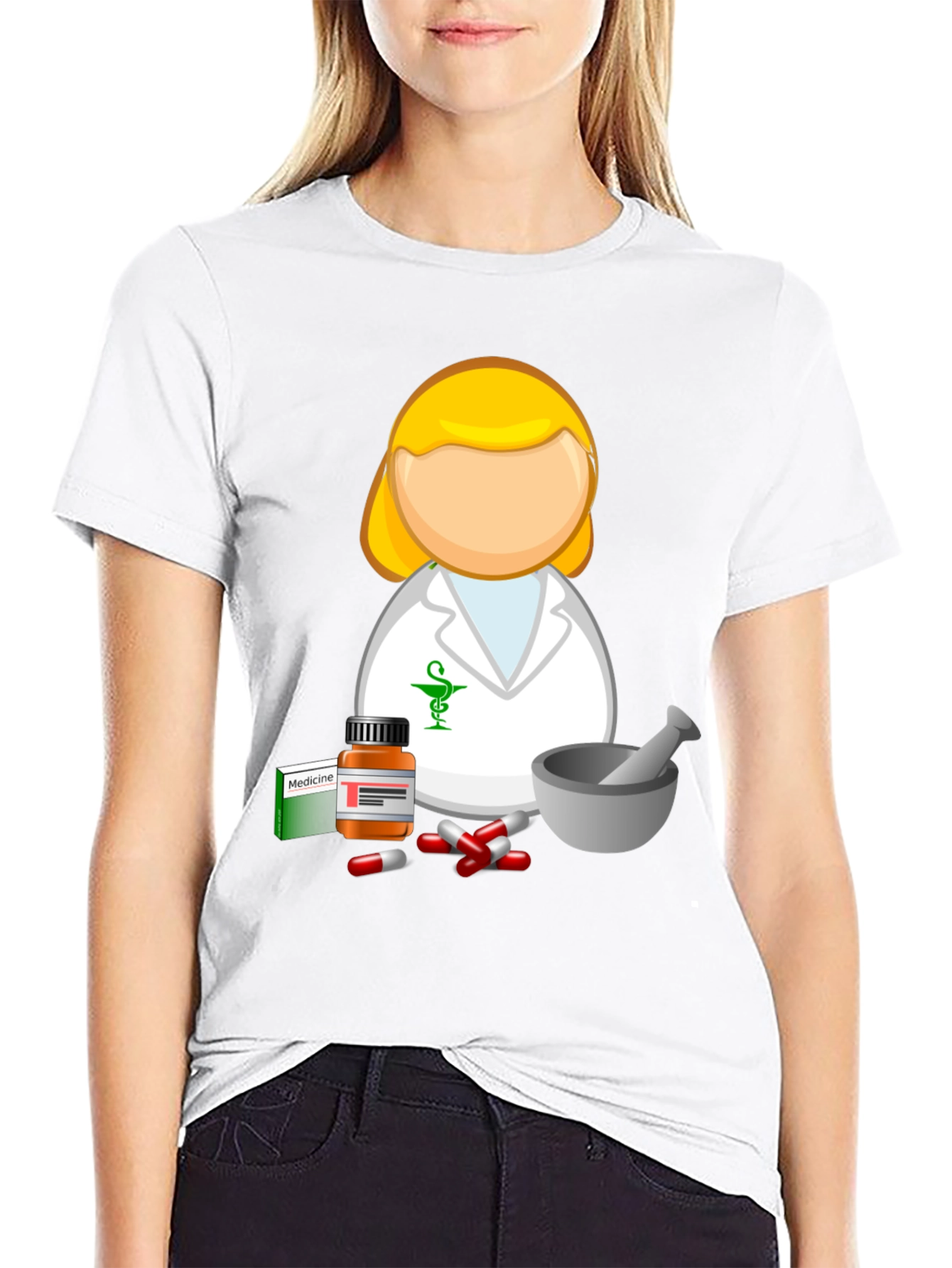 Black Pharmacist Cartoon T-Shirt - Medical Professional Style view 9