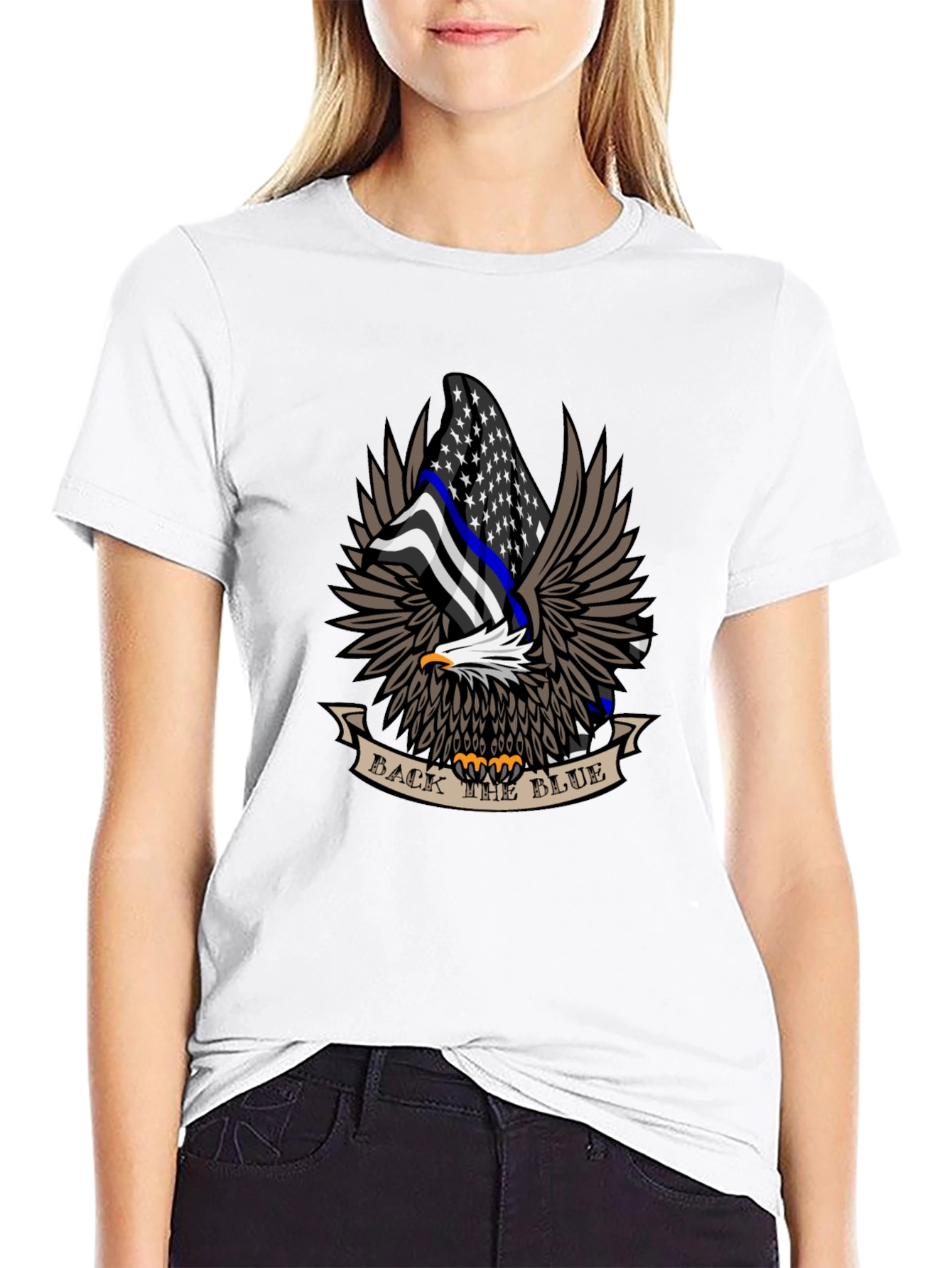 Black Back the Blue Eagle Graphic T-Shirt view 9