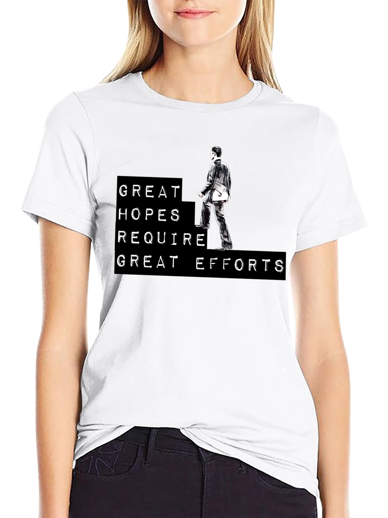 Black Motivational T-Shirt: Great Hopes Require Efforts view 9
