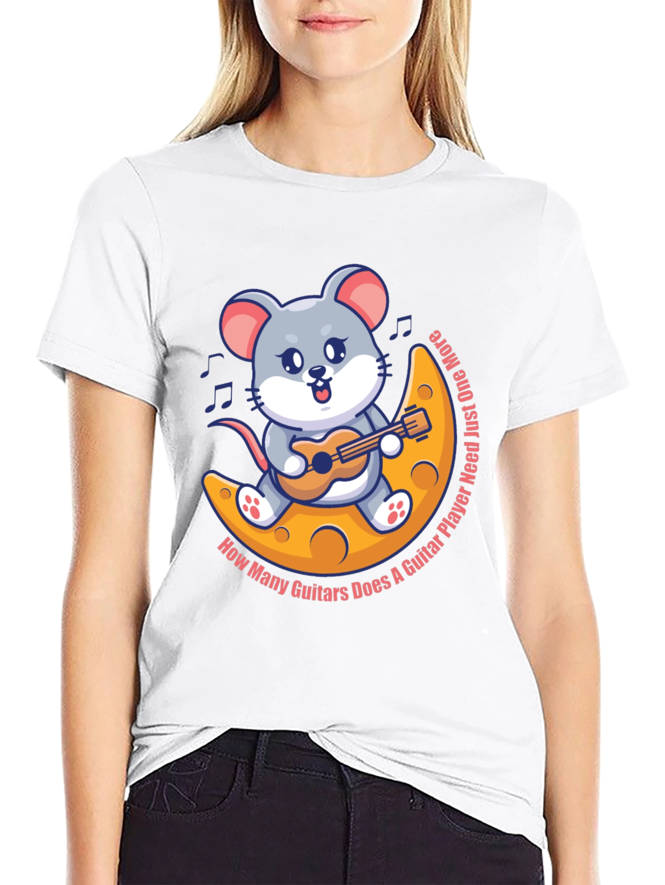 Black Mouse Guitarist T-Shirt - Musician Cartoon Tee view 9