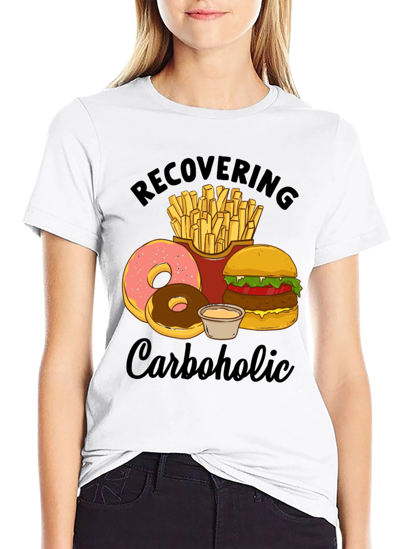 Black Recovering Carboholic Graphic T-Shirt view 9