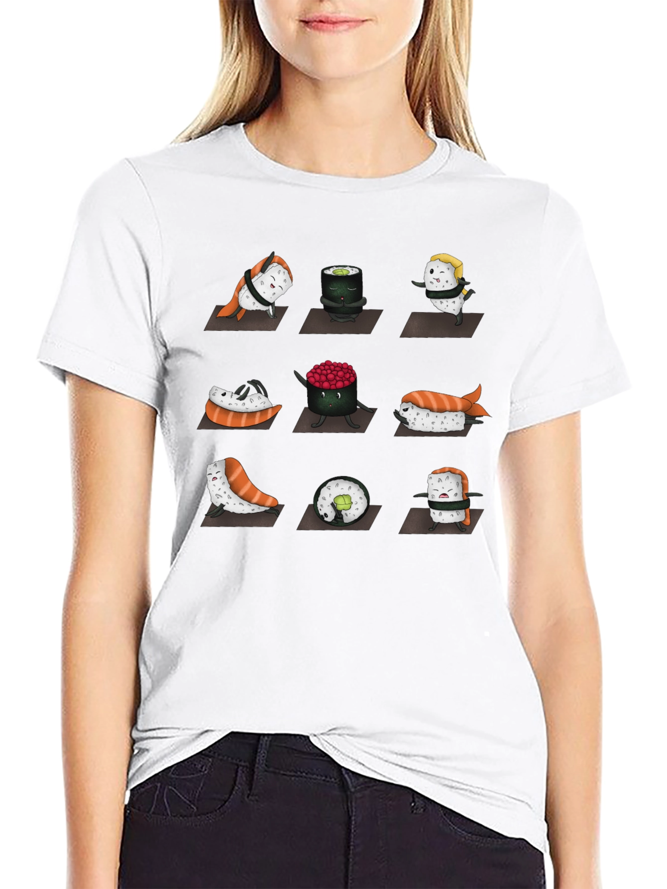Black Sushi Yoga T-Shirt - Funny Foodie Tee view 9