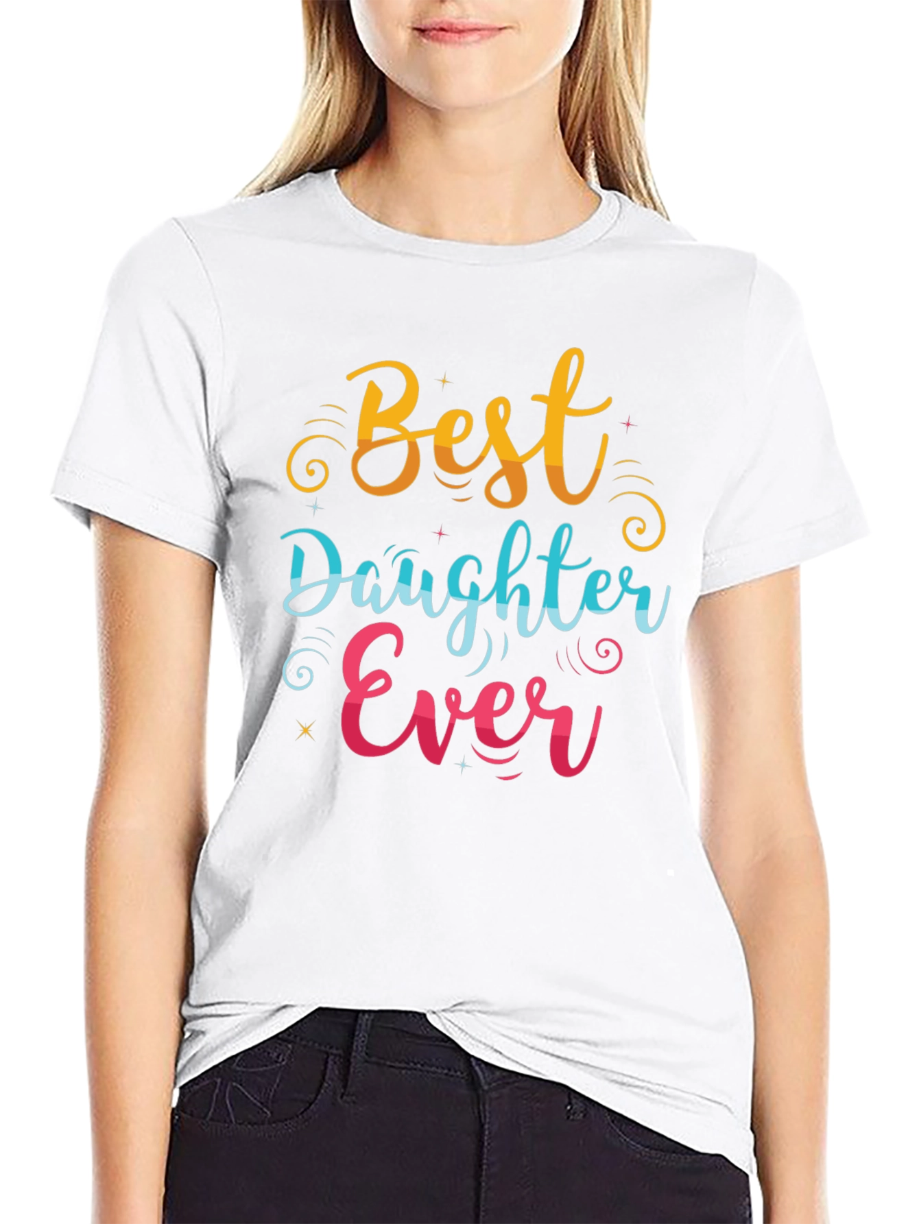Black Best Daughter Ever Graphic T-Shirt view 9