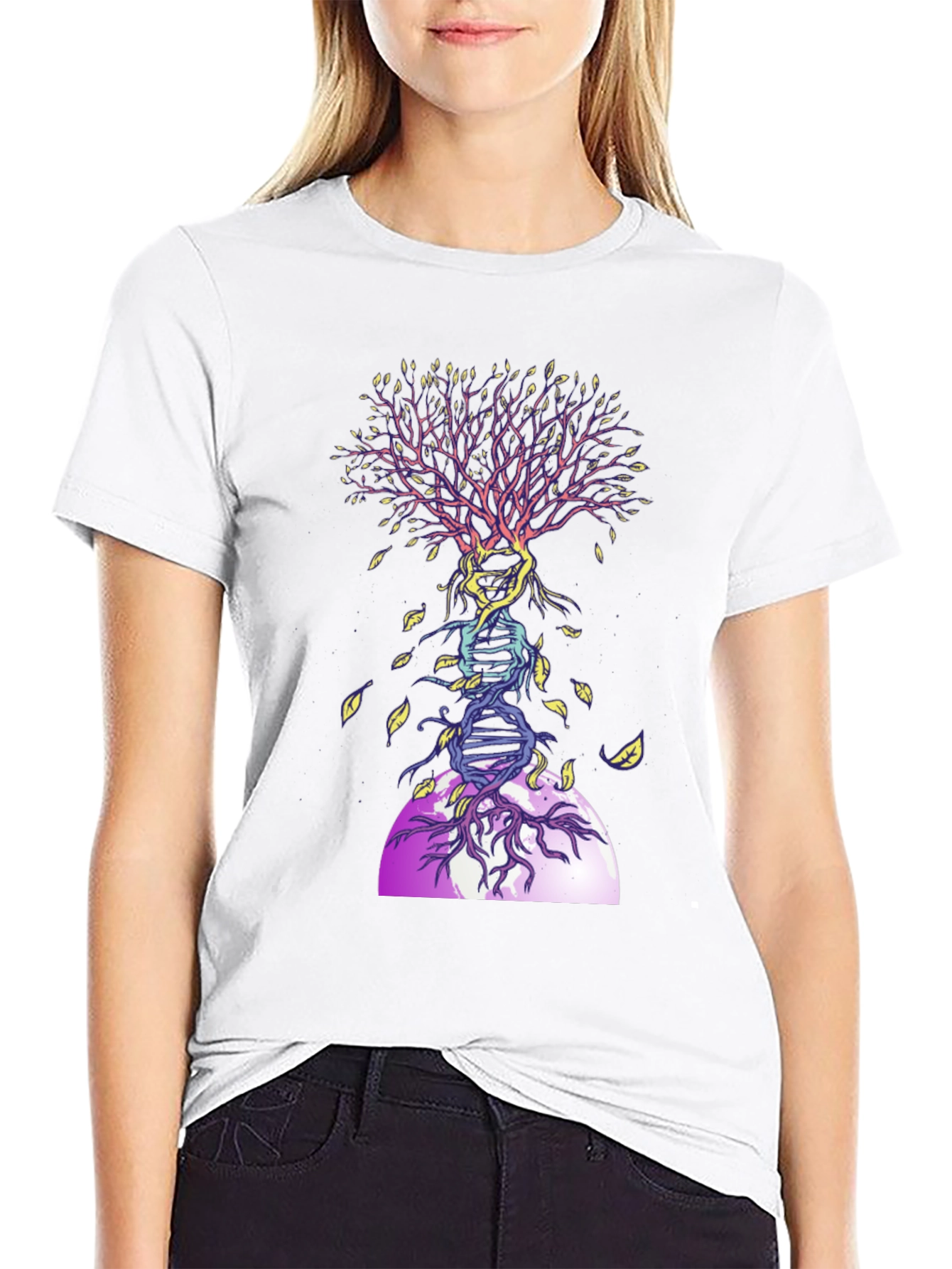 Black DNA Tree Graphic Tee - Nature & Science T-Shirt view 9