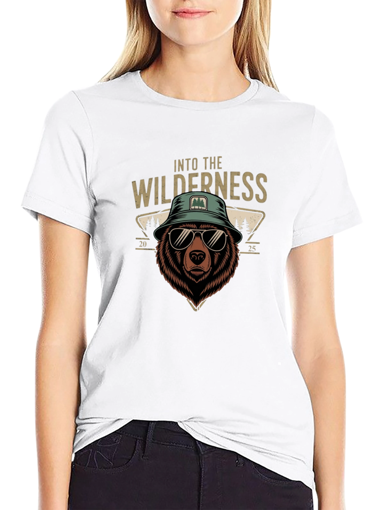 Black Into the Wilderness Bear Graphic T-Shirt view 9