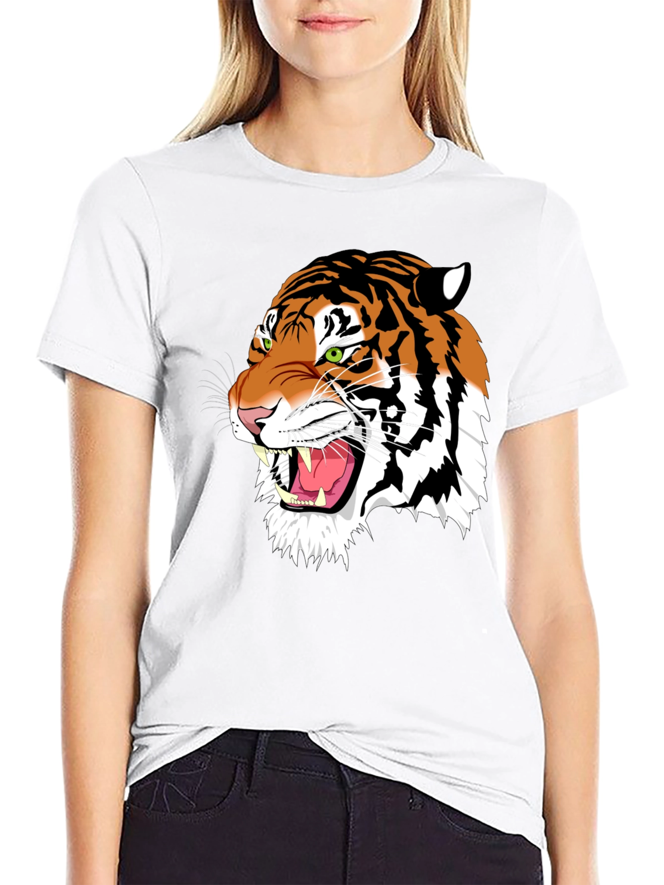 Black Bold Tiger Graphic Tee - Black Cotton T-Shirt view 9