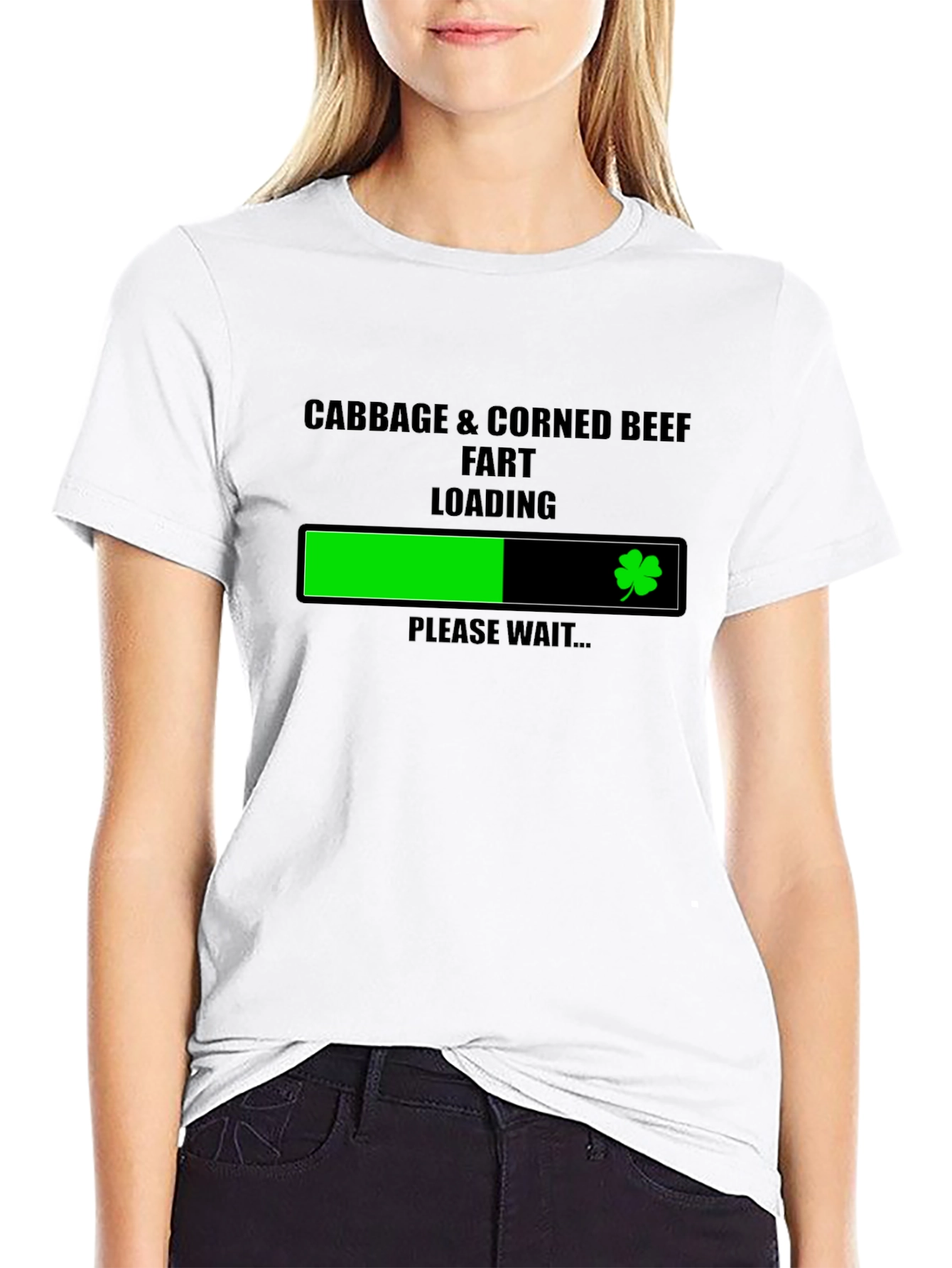 Black Cabbage & Corned Beef Fart Loading St. Patrick's Day T-Shirt view 9