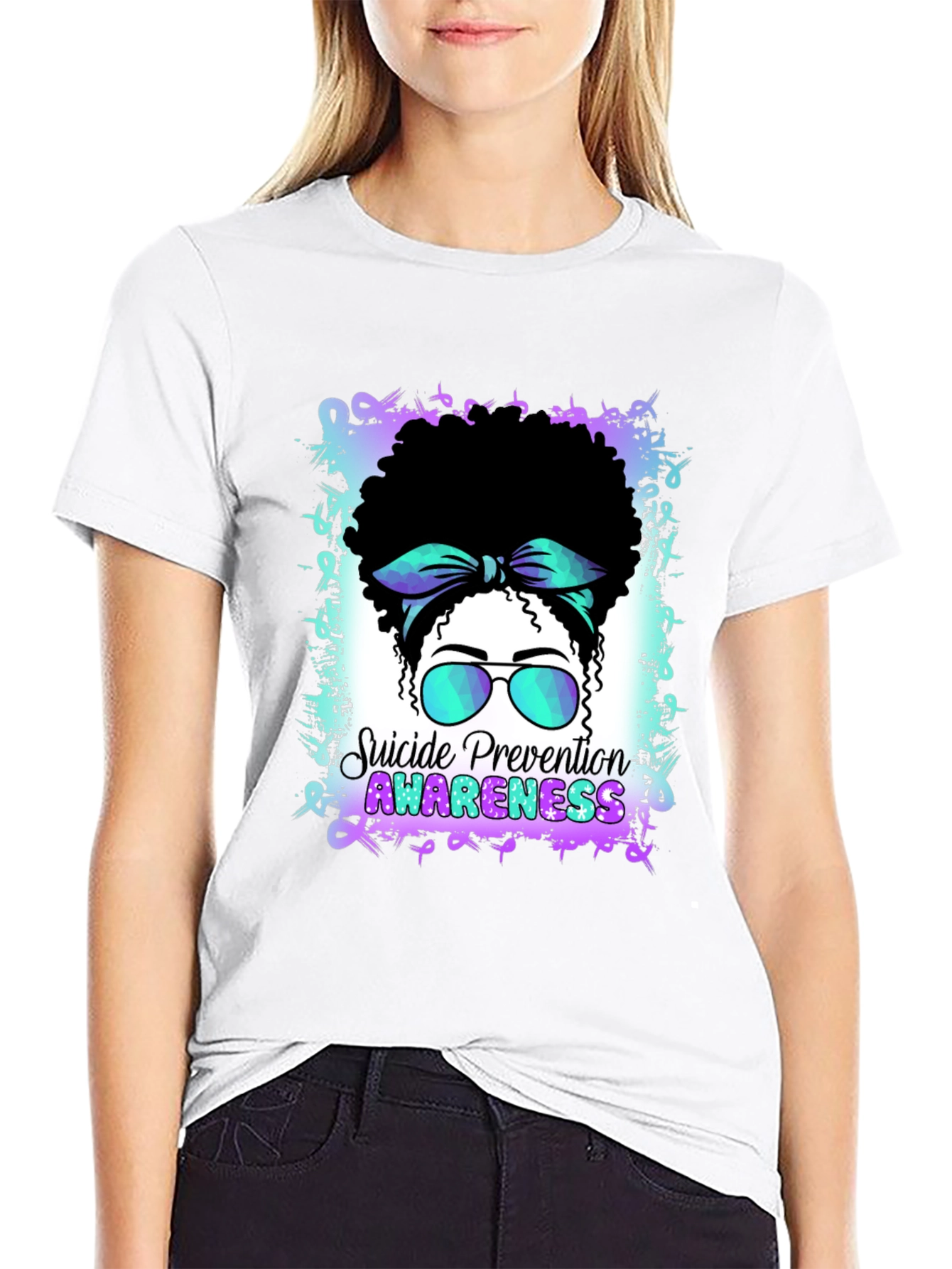 Black Suicide Prevention Awareness T-Shirt view 9