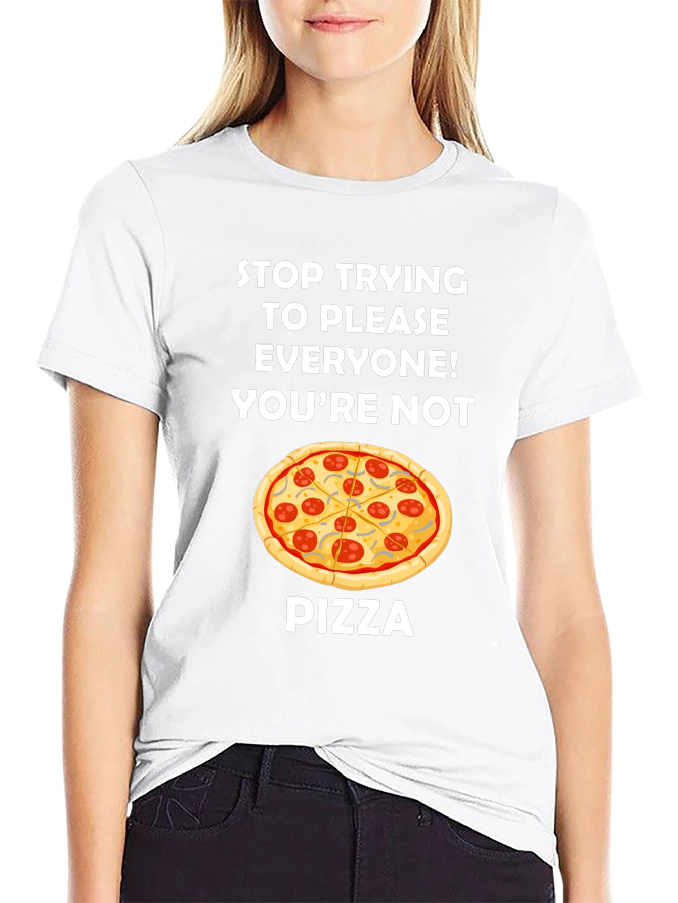 Black Funny Pizza Graphic Tee - Stop Trying to Please Everyone T-Shirt view 9