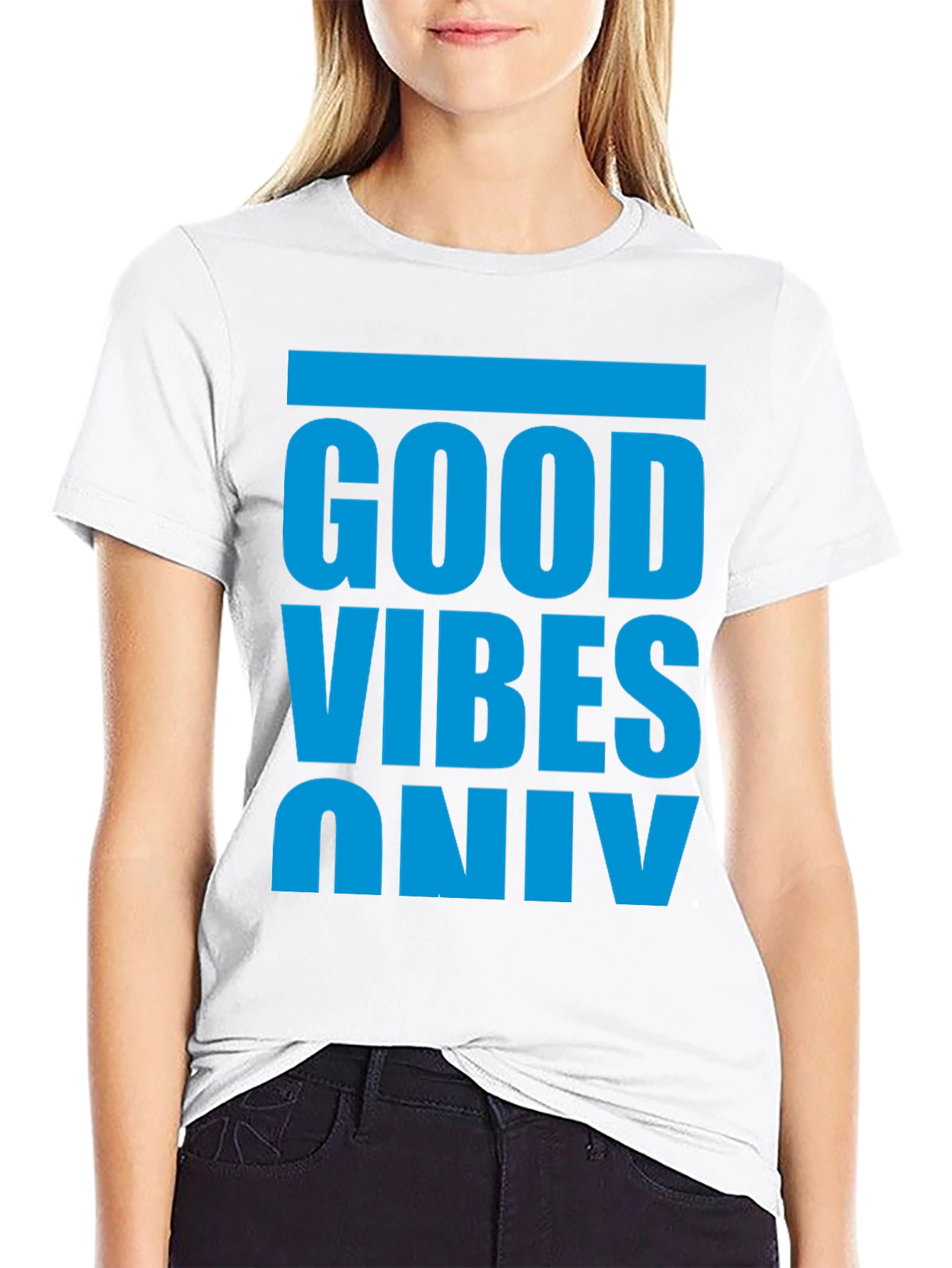 Black Good Vibes Only T-Shirt - Casual Graphic Tee view 9
