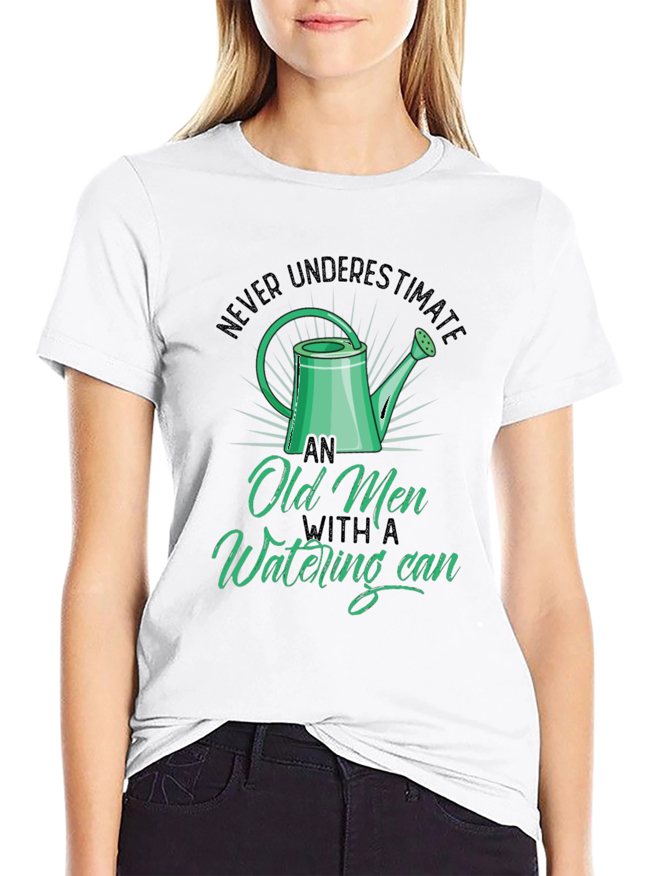 Black Old Men Watering Can T-Shirt - Funny Gardening Tee view 9
