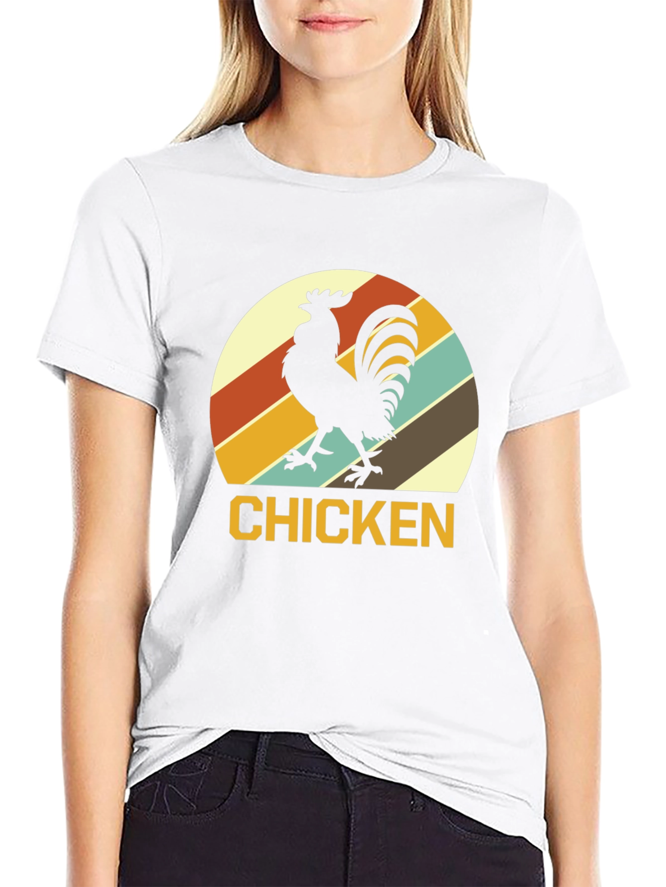 Black Retro Chicken Graphic T-Shirt - Black view 9