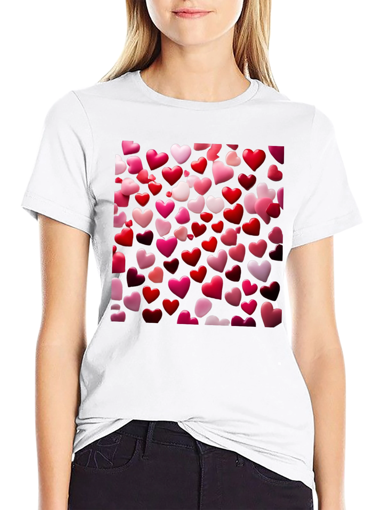 Black Heart Patterned T-Shirt view 9