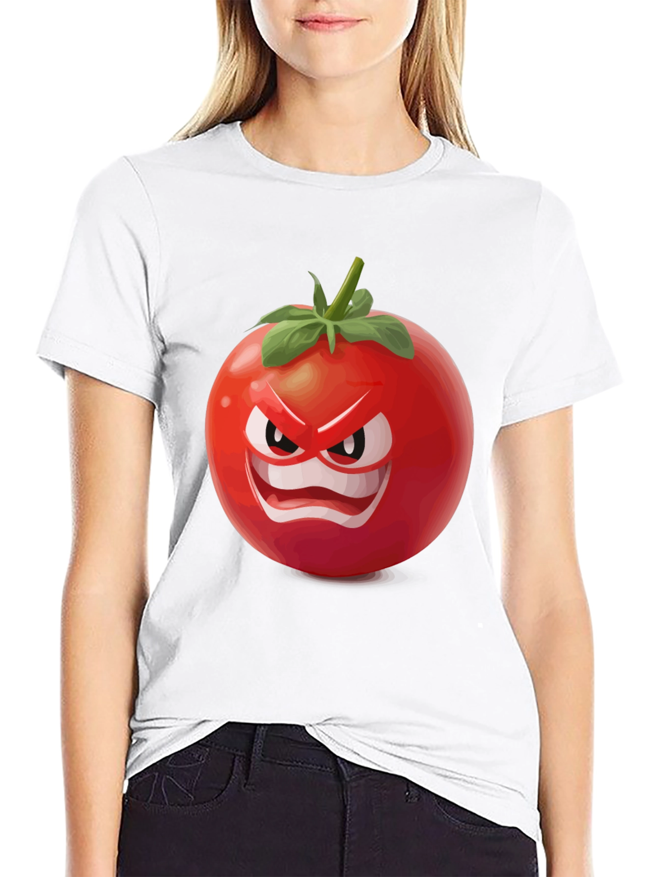 Black Angry Tomato Graphic T-Shirt - Funny Food Tee view 9