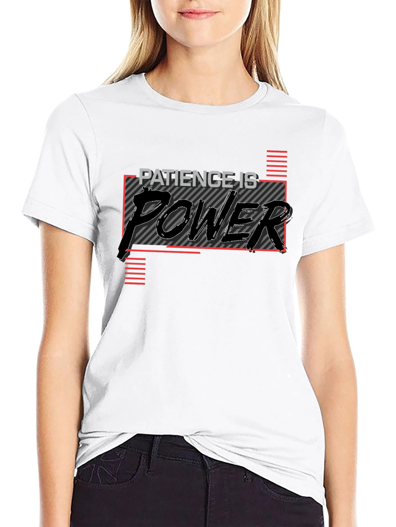 Black Patience is Power Graphic Tee - Motivational Black T-Shirt view 9