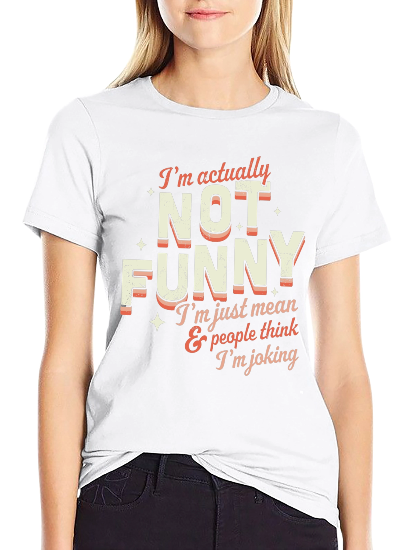 Black Funny Graphic Tee: I'm Actually Not Funny - Men's Black T-Shirt view 9