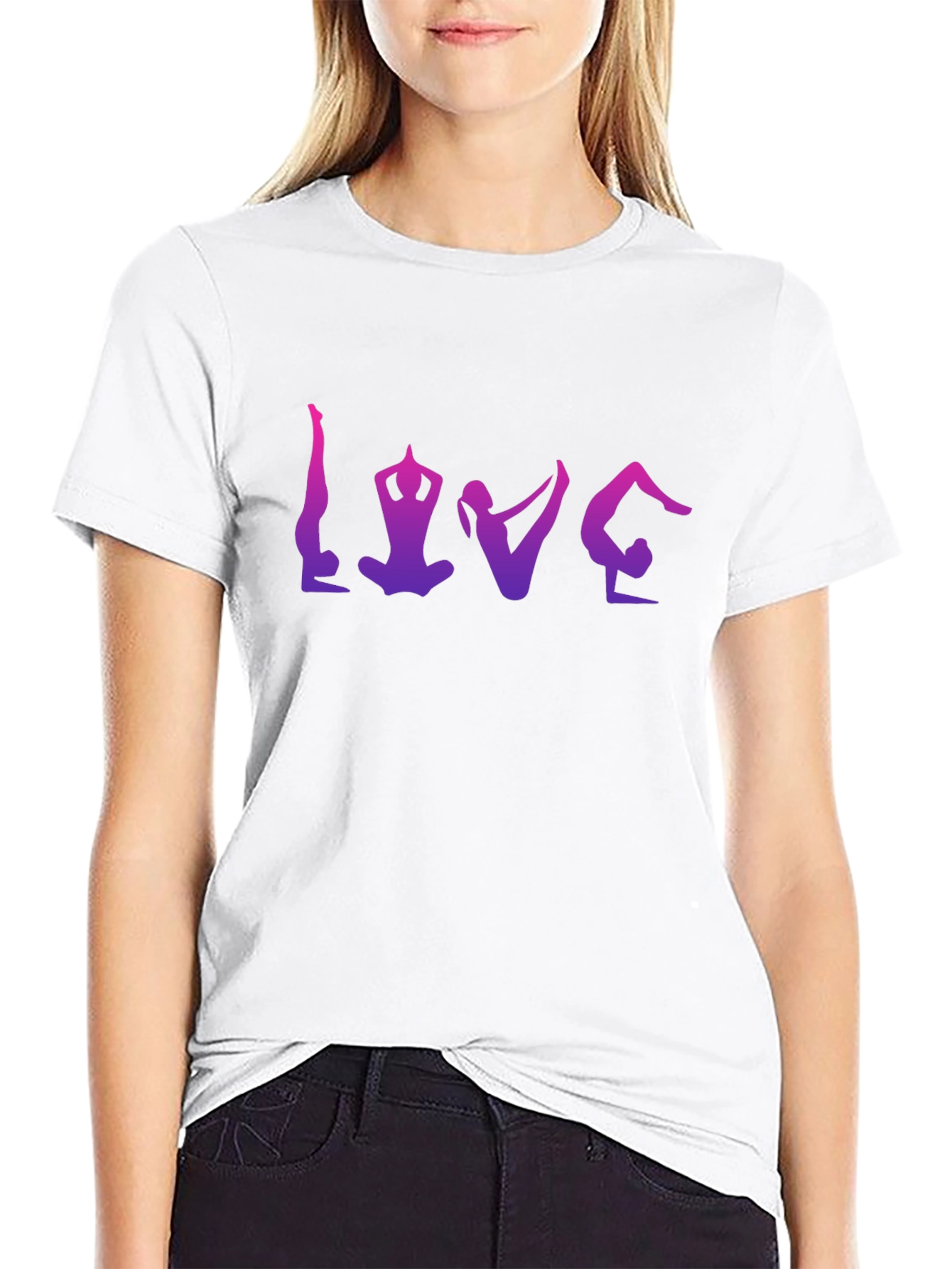 Black Yoga LOVE T-Shirt - Ombre Graphic Tee view 9