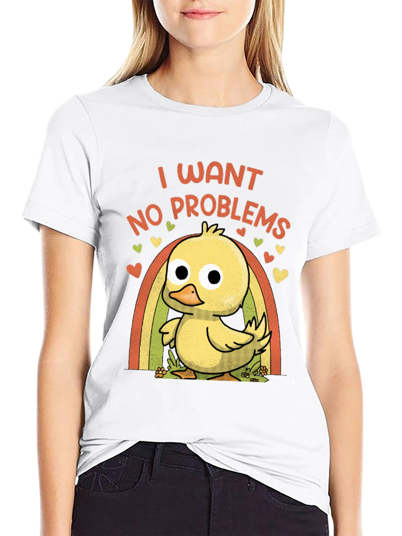 Black I Want No Problems Duck T-Shirt view 9