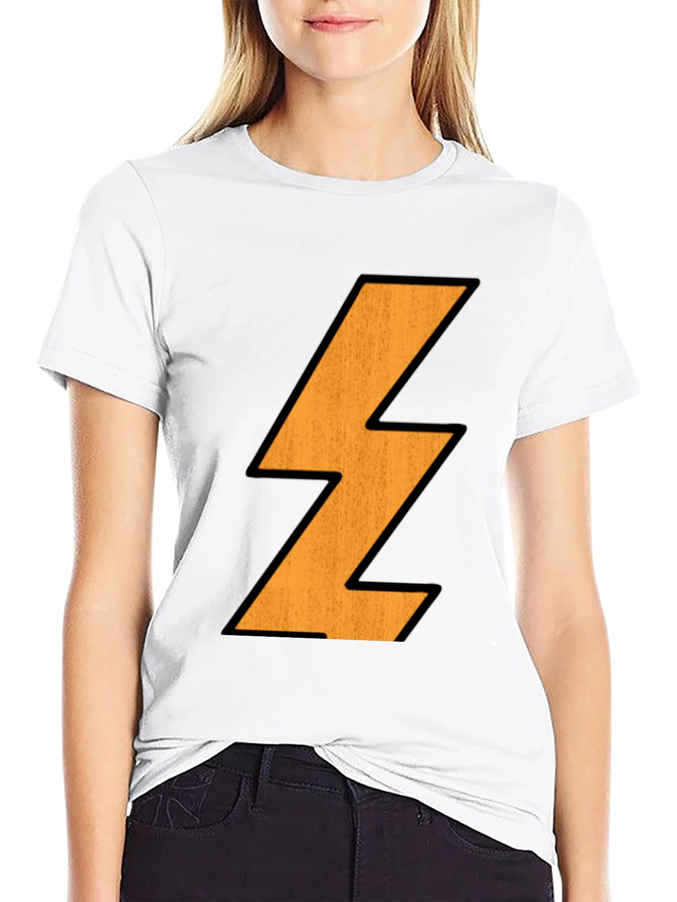 Black Lightning Bolt Graphic Tee - Black Cotton T-Shirt view 9