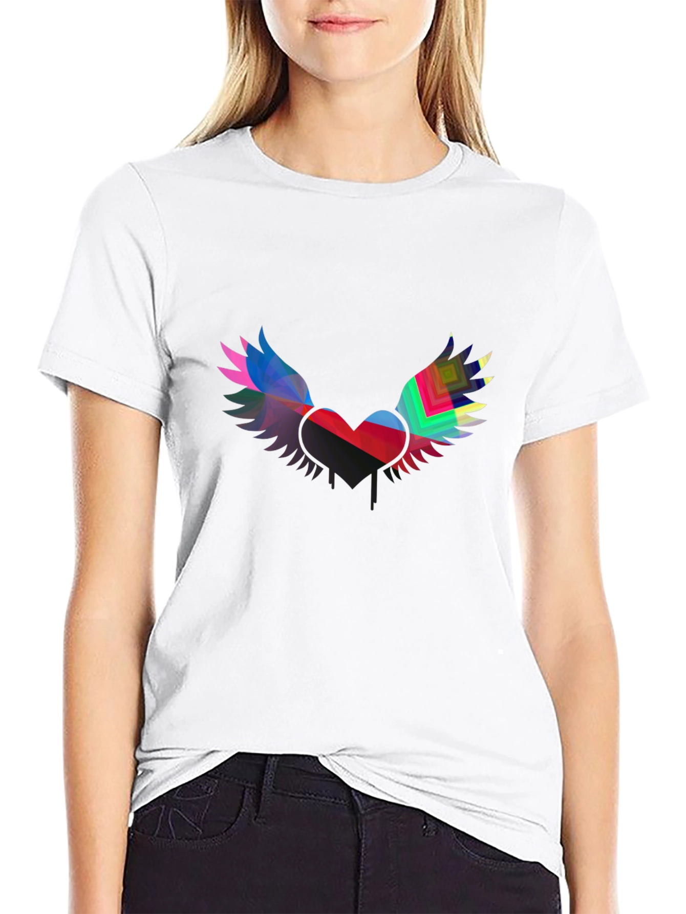 Black Winged Heart Graphic Black Tee view 9