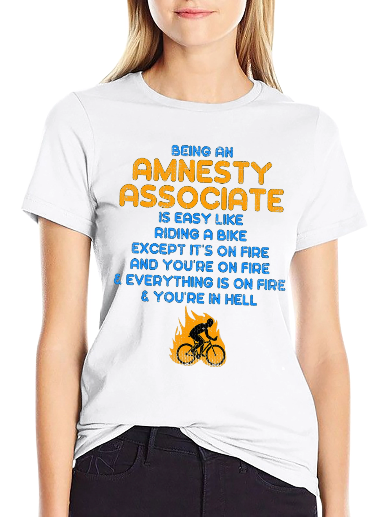 Black Amnesty Associate T-Shirt: Riding a Bike in Hell view 9