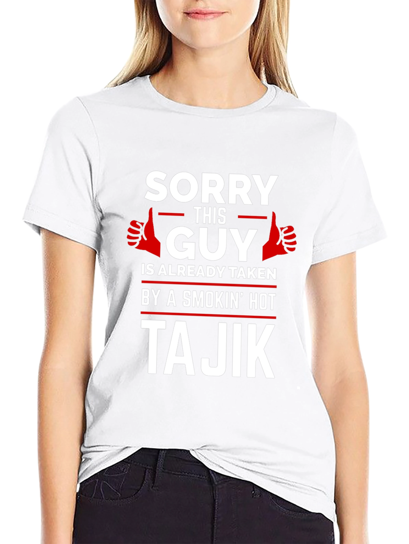 Black Sorry This Guy Is Taken Tajik T-Shirt view 9
