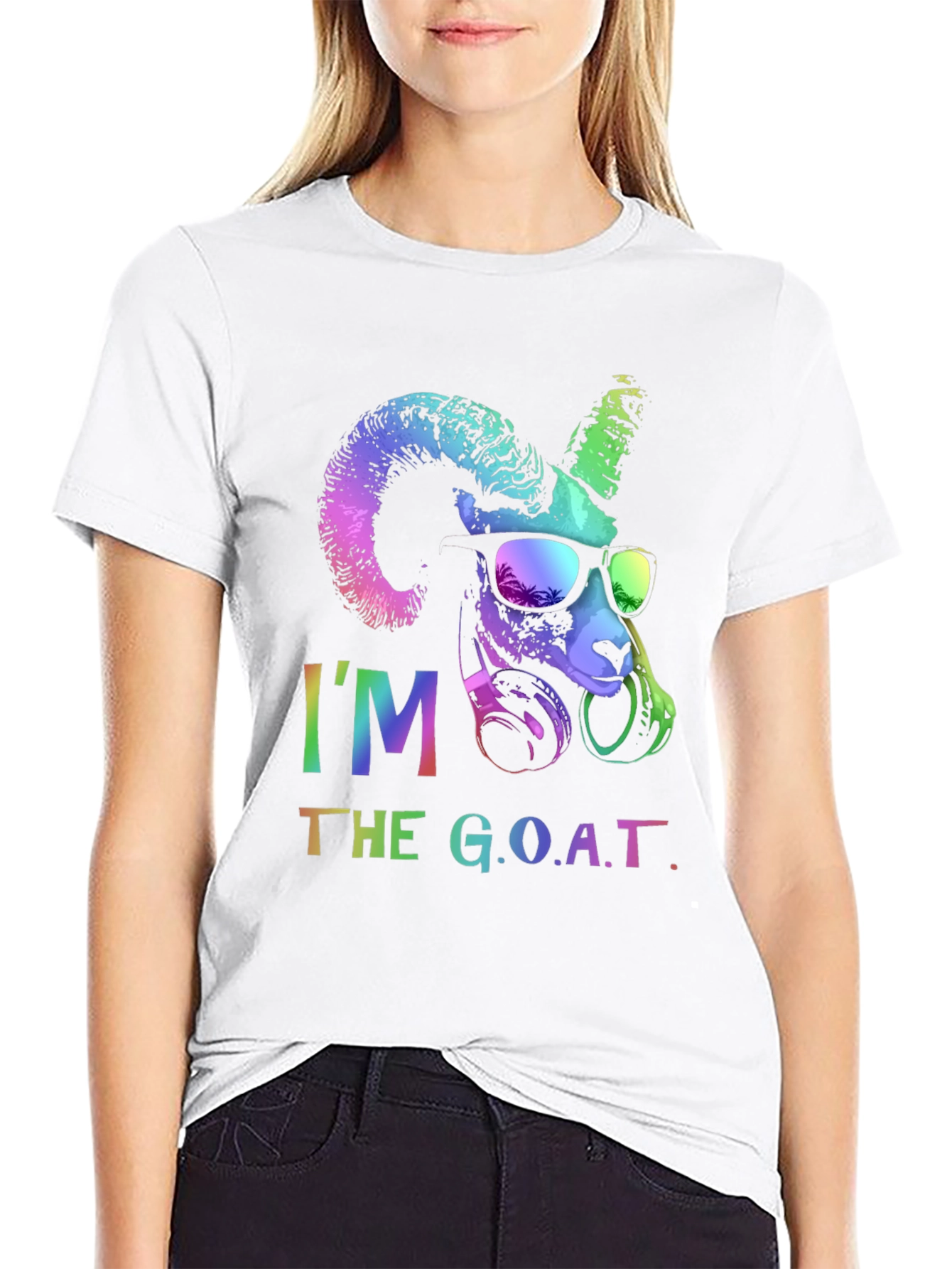 Black I'm The G.O.A.T. Graphic T-Shirt view 9