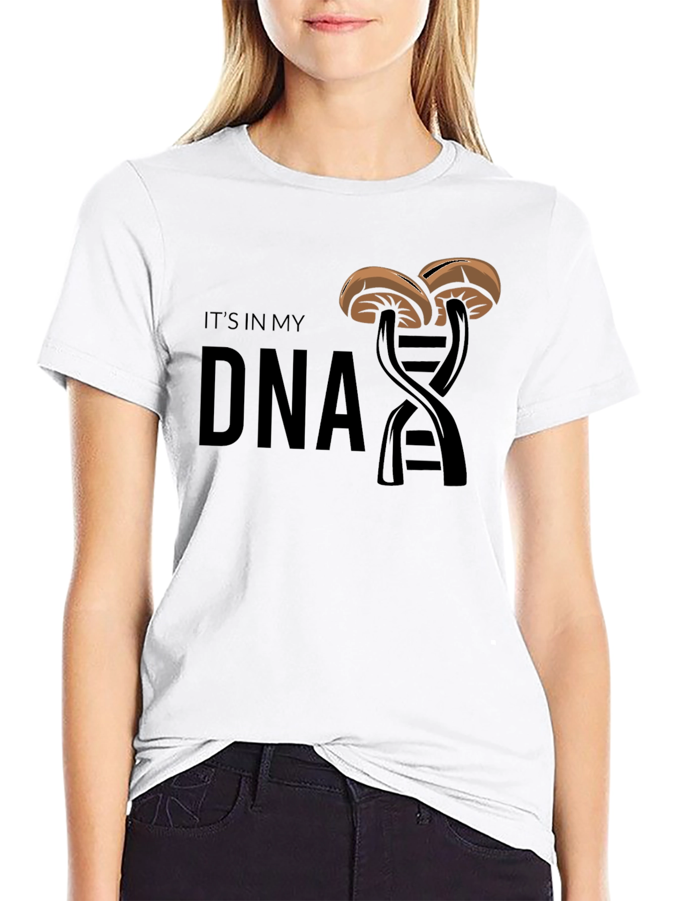 Black Mushroom DNA Graphic Tee - Unique & Stylish view 9