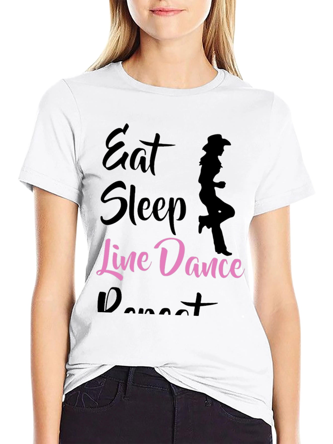Black Eat Sleep Line Dance Repeat T-Shirt view 9