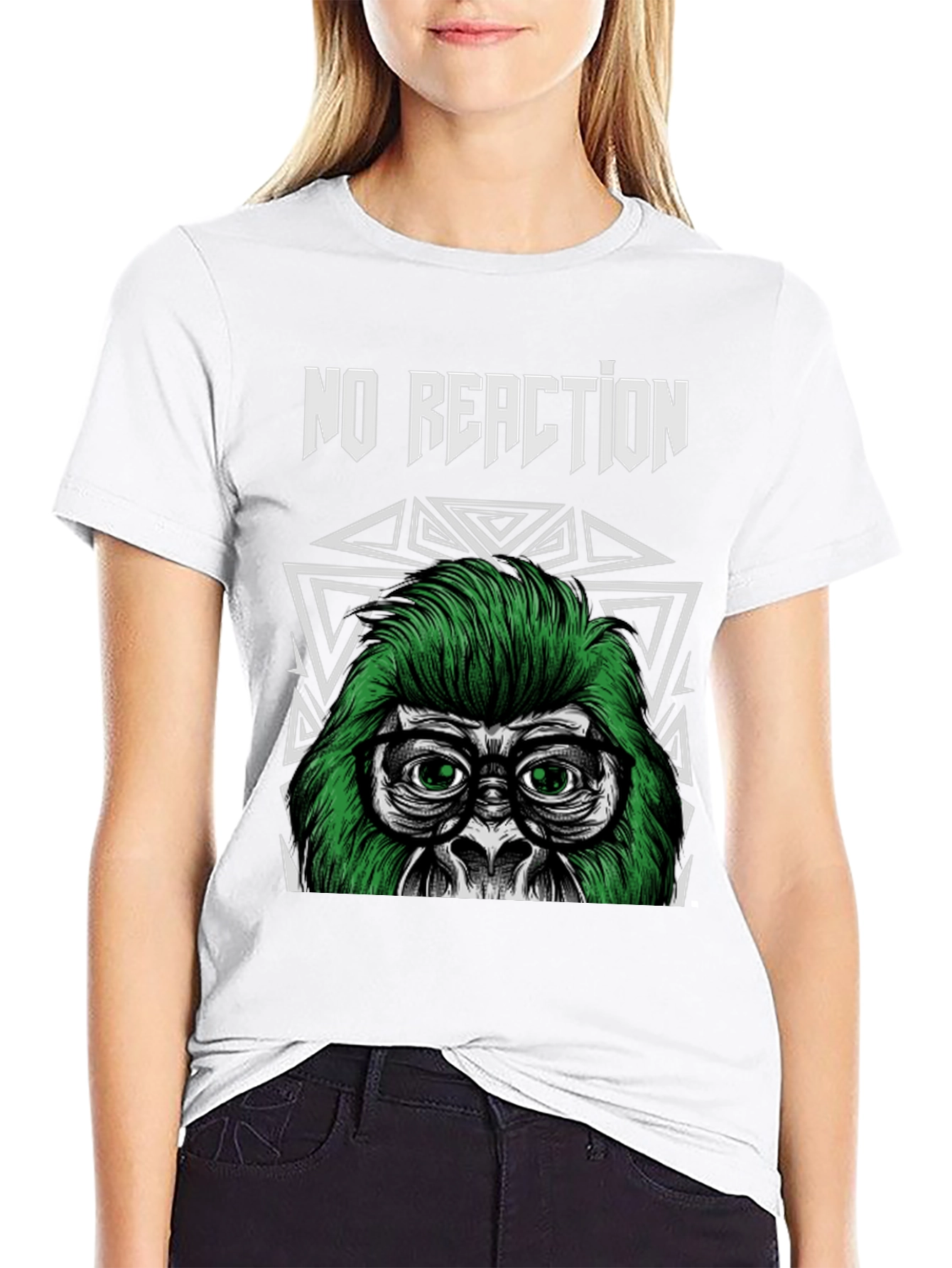 Black No Reaction Gorilla Graphic Tee view 9