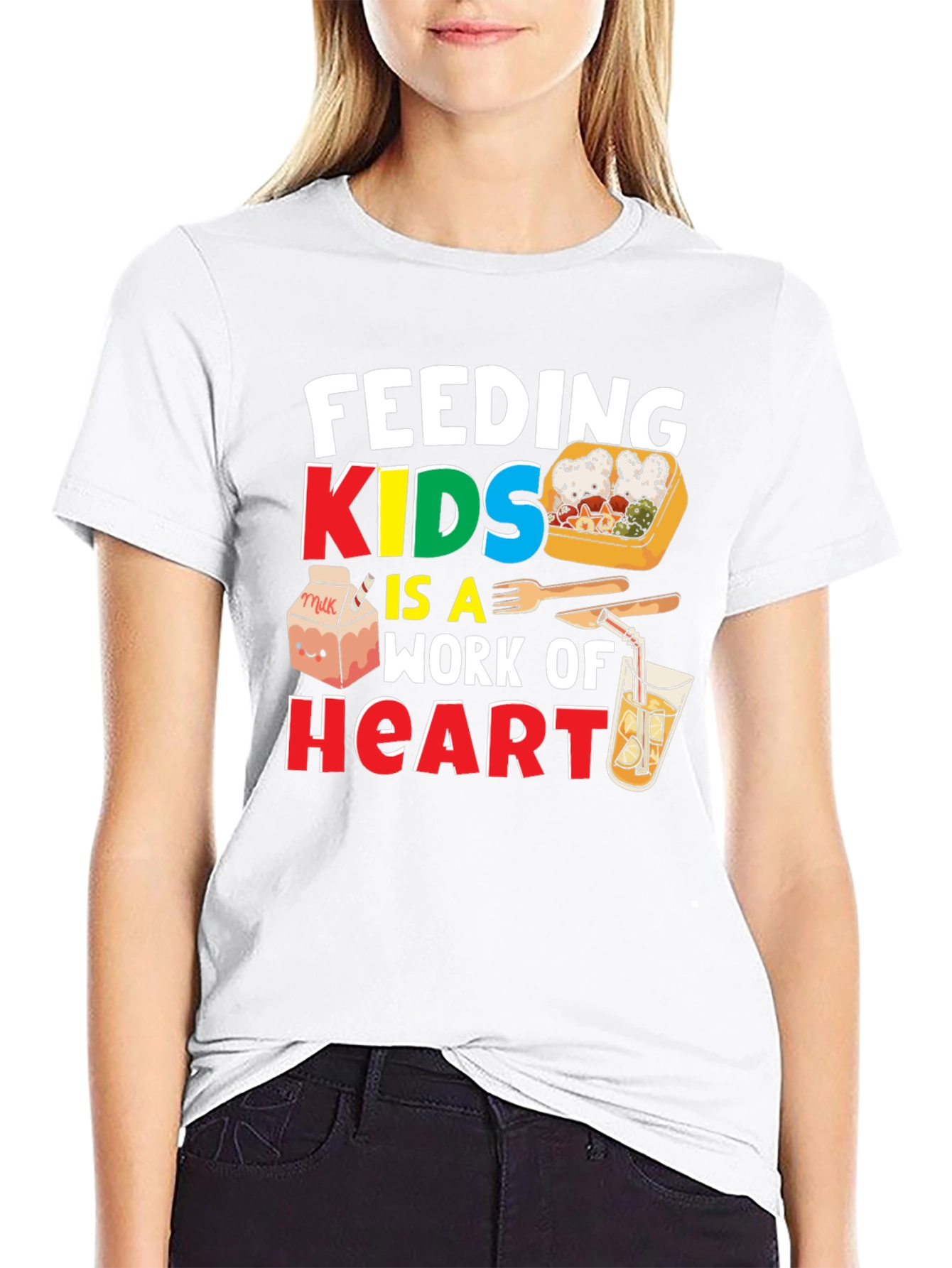 Black Feeding Kids is a Work of Heart T-Shirt view 9
