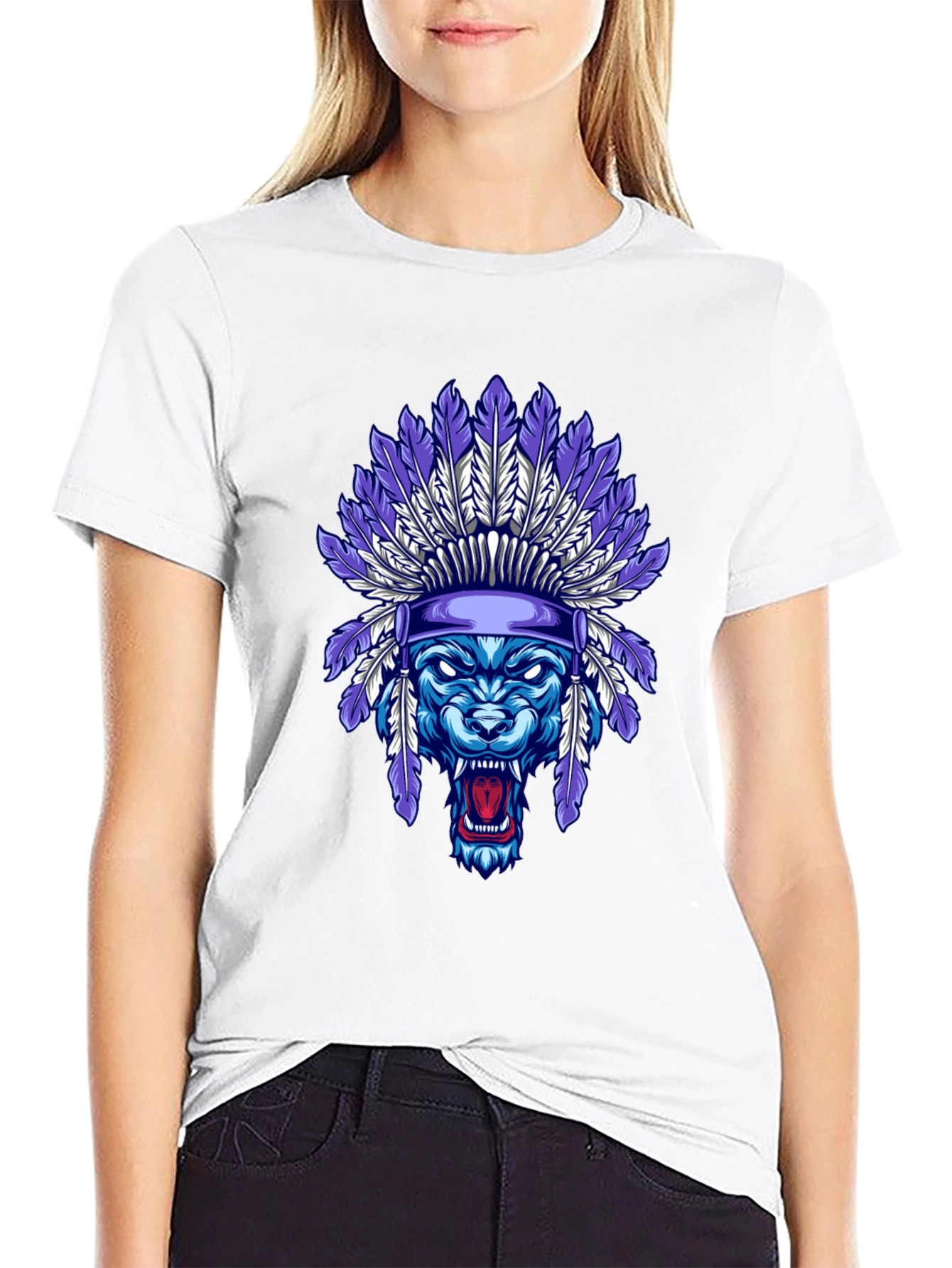 Black Wolf Headdress Graphic Tee view 9