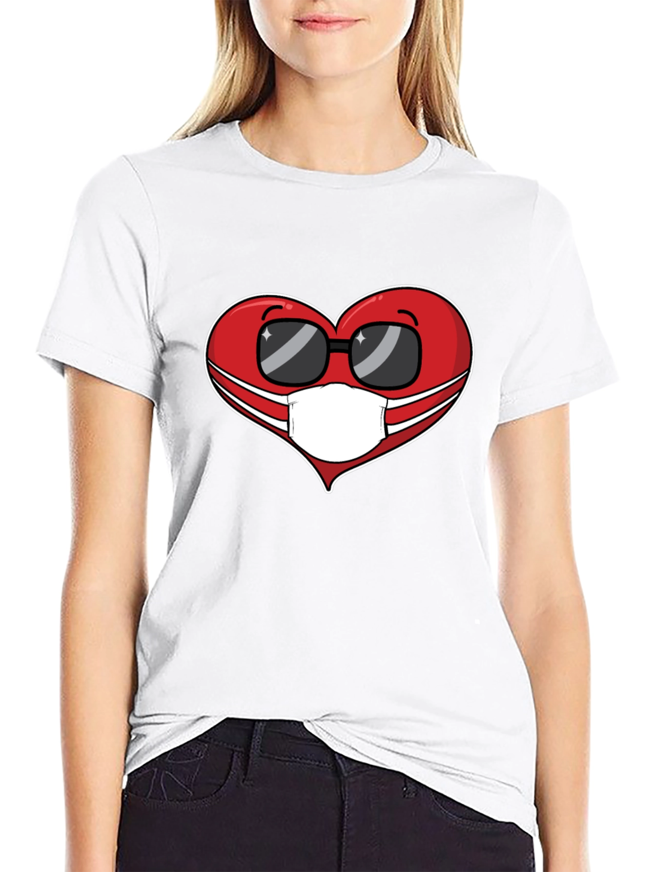Black Masked Heart Graphic Tee - Trendy Comfort view 9