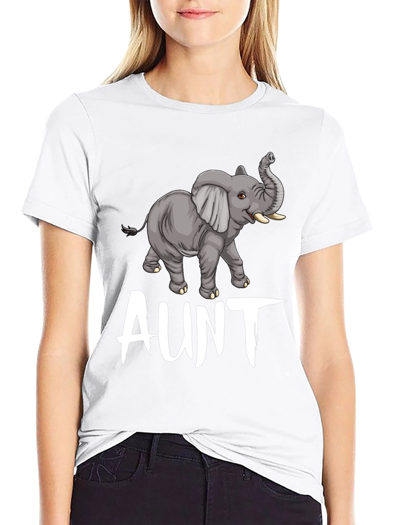 Black Elephant Aunt T-Shirt - Cute Family Tee view 9