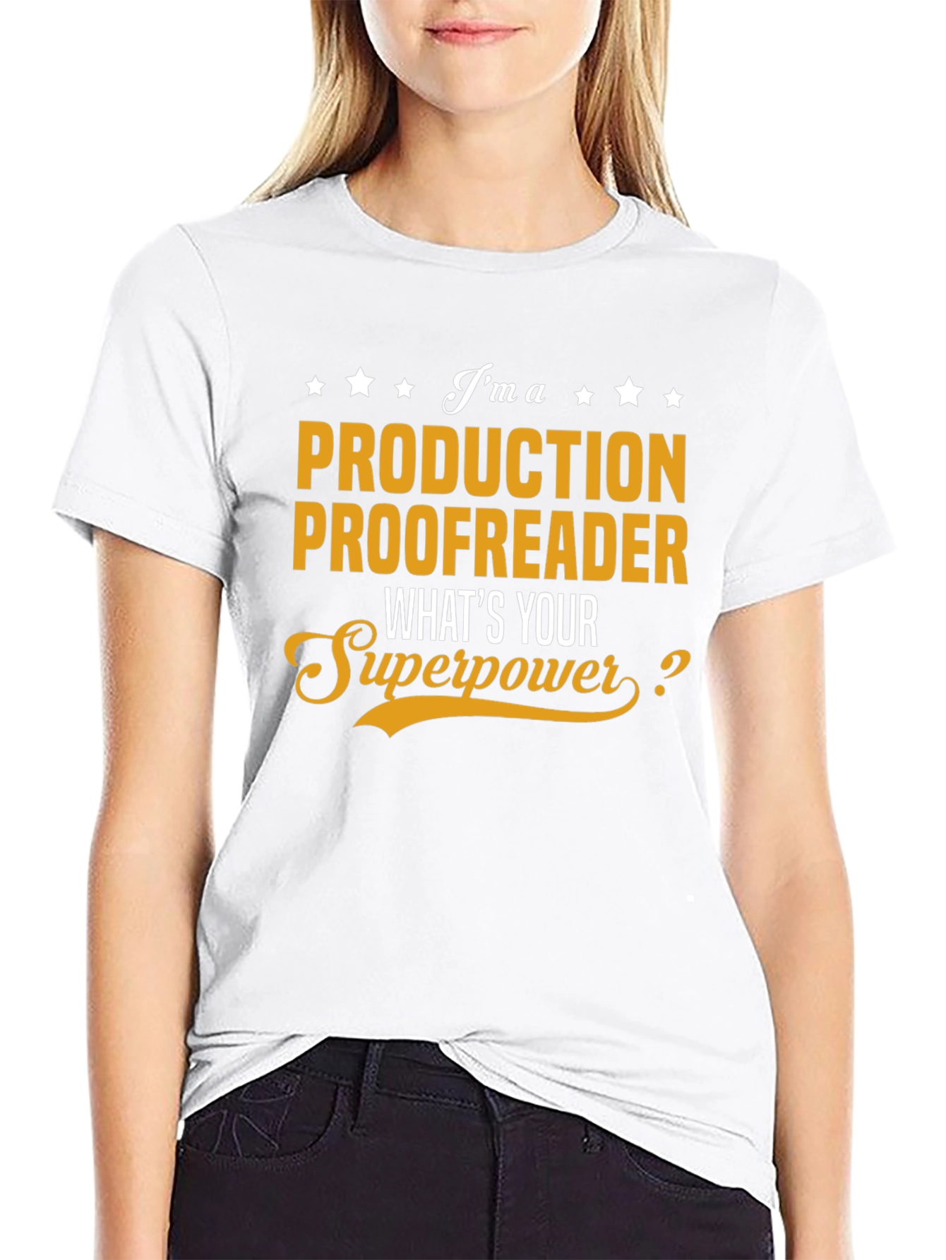 Black Production Proofreader Superpower T-Shirt view 9