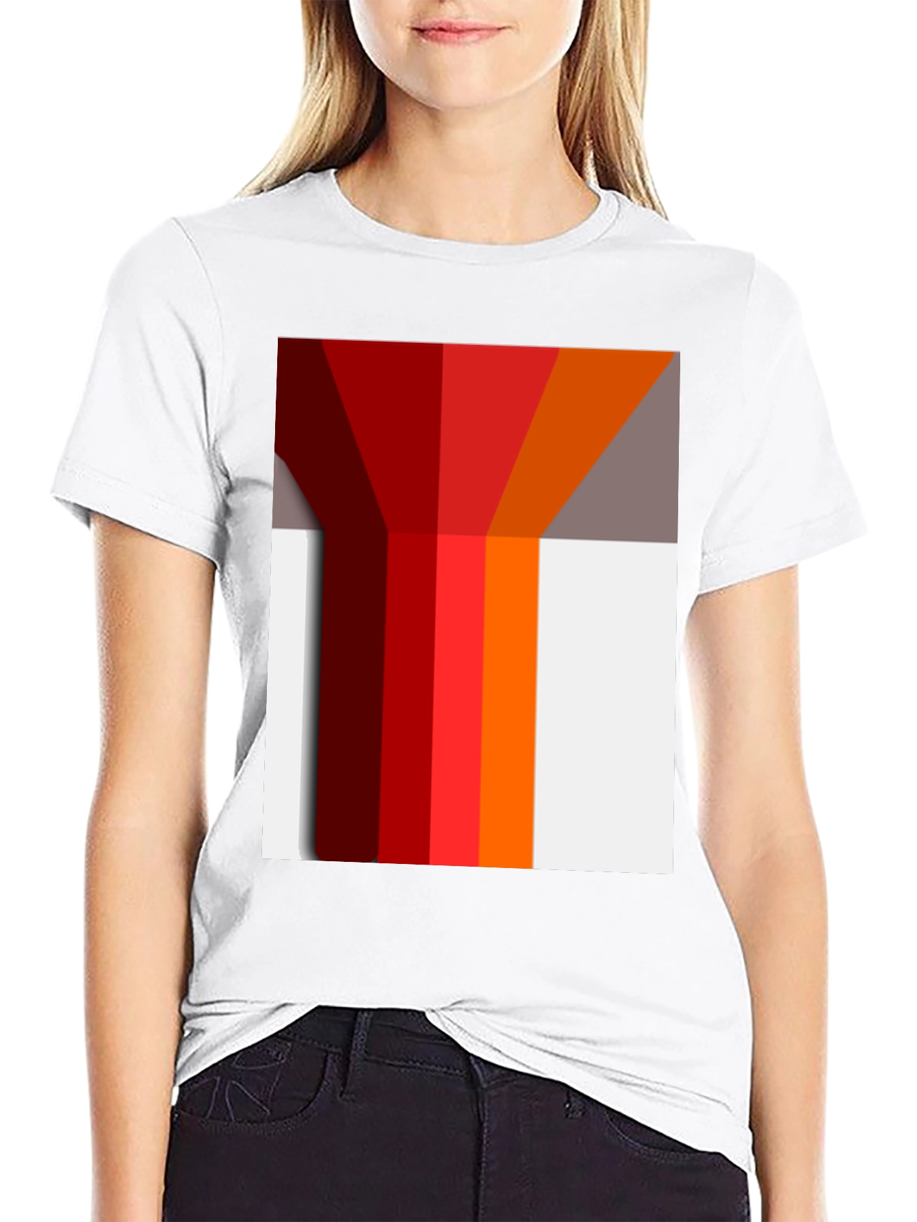 Black Geometric Color Block Graphic Tee - Modern Style view 9