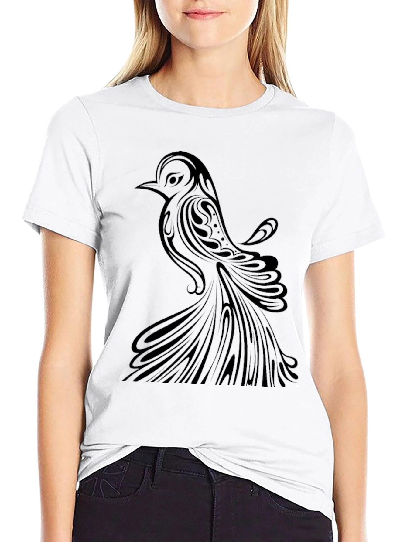 Black Bird Graphic Print T-Shirt view 9
