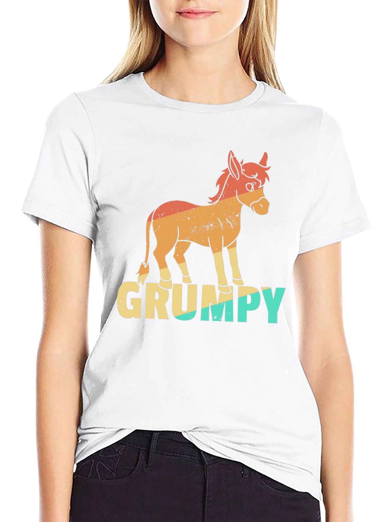 Black Grumpy Donkey T-Shirt - Funny Retro Graphic Tee view 9
