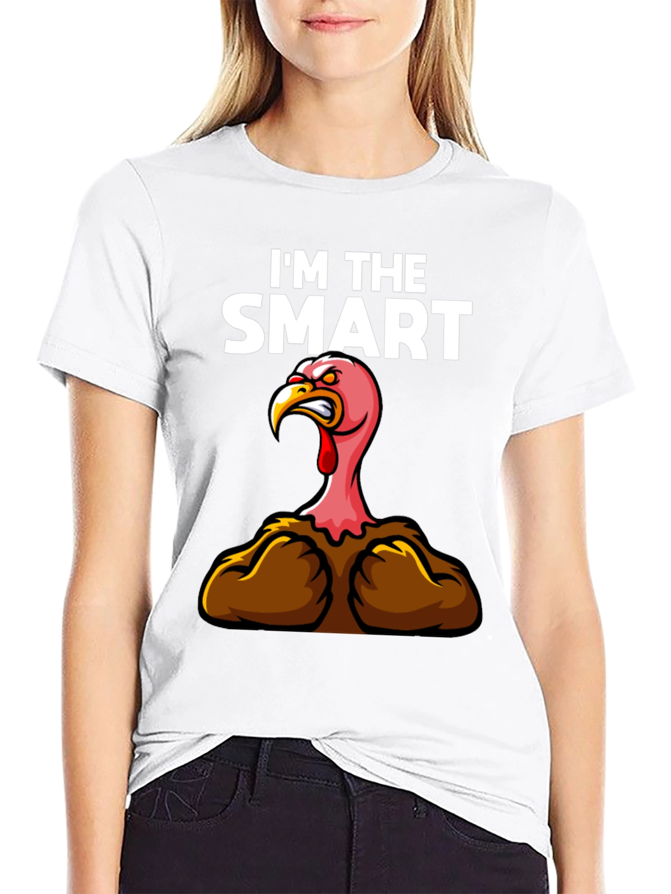 Black Funny "I'm The Smart" Turkey Thanksgiving T-Shirt view 9