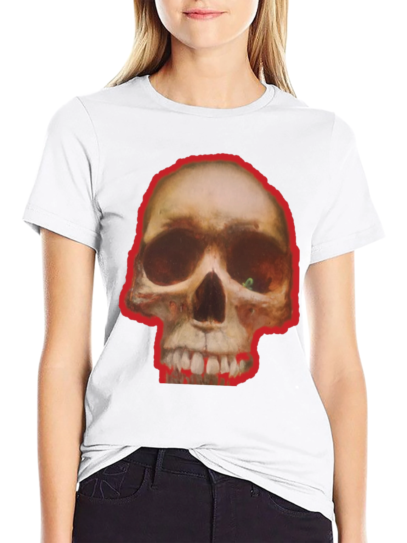 Black Skull Graphic Tee - Edgy Black Cotton T-Shirt view 9