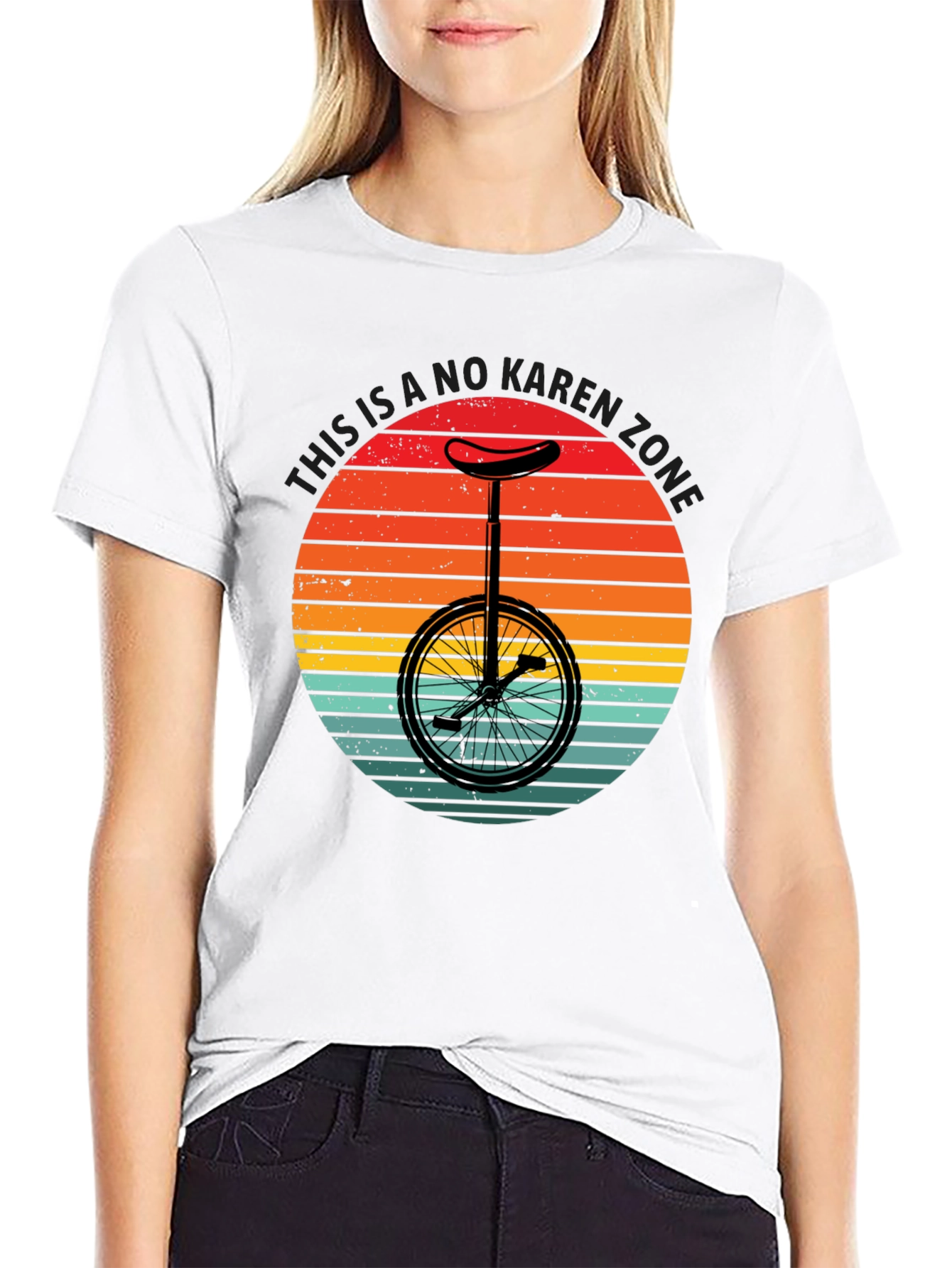 Black No Karen Zone T-Shirt - Unicycle Graphic Tee view 9