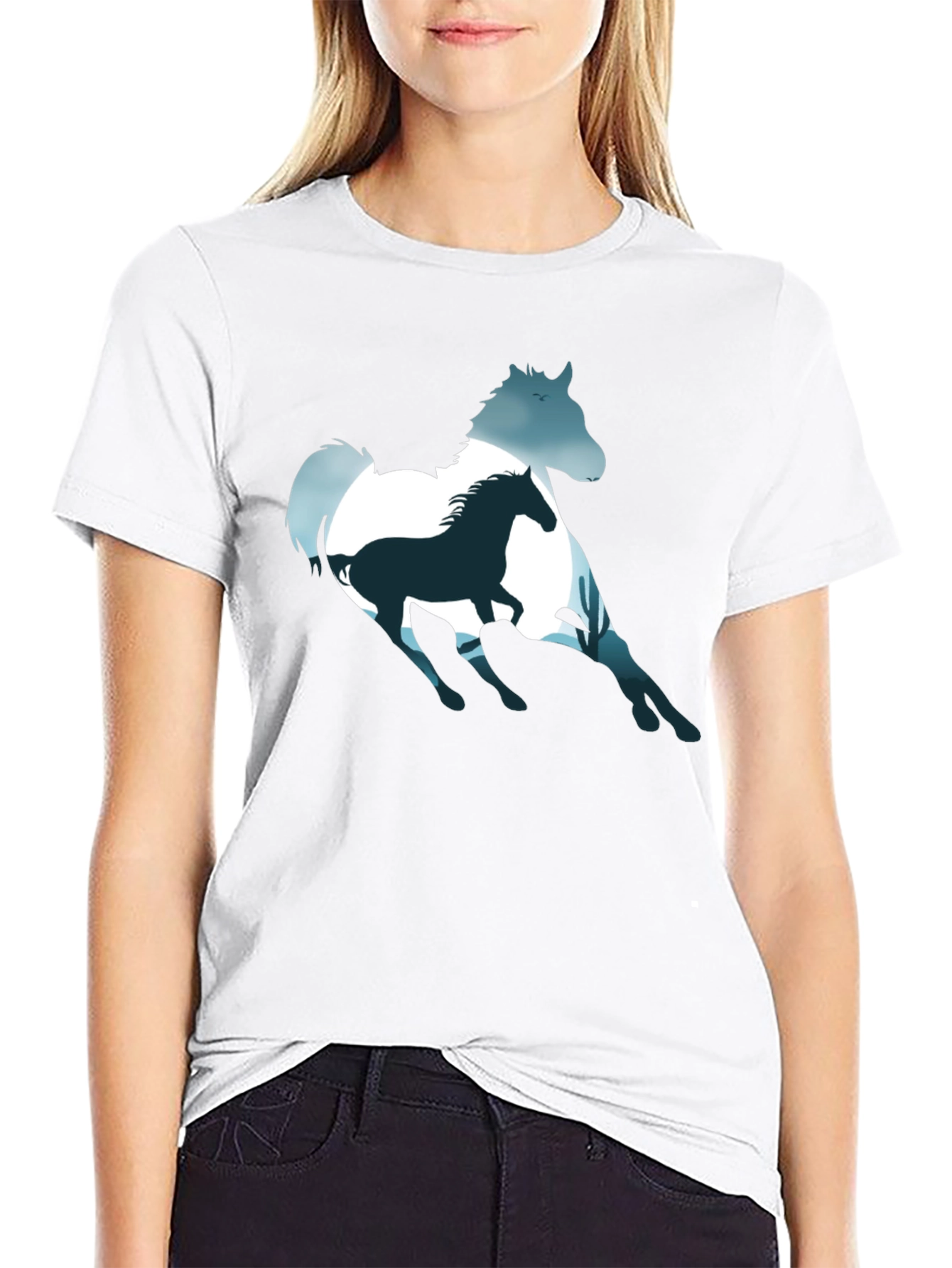 Black Horse Silhouette Graphic Tee - Black view 9