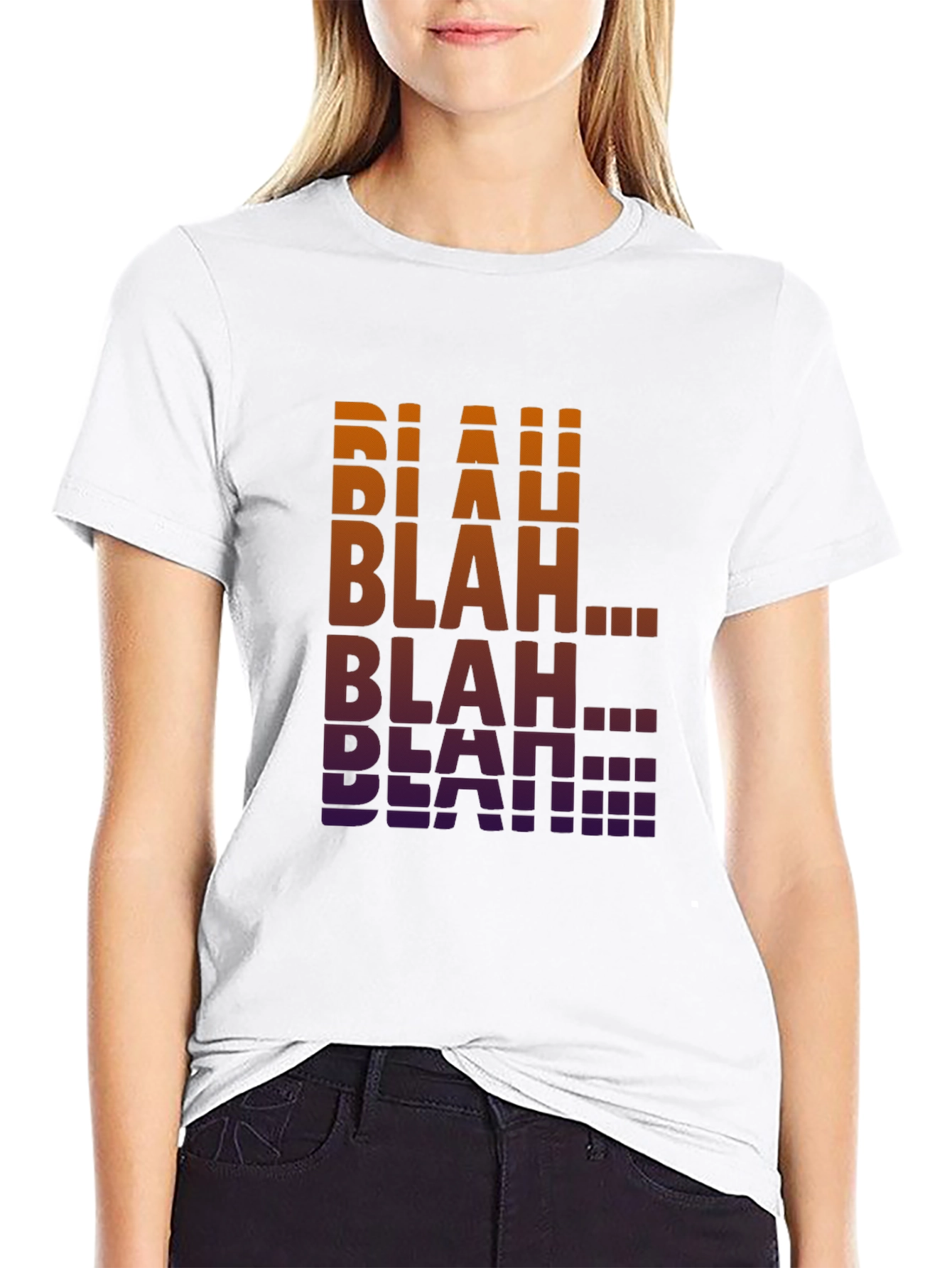 Black Blah Funky Graphic Tee - Gradient Text T-Shirt view 9