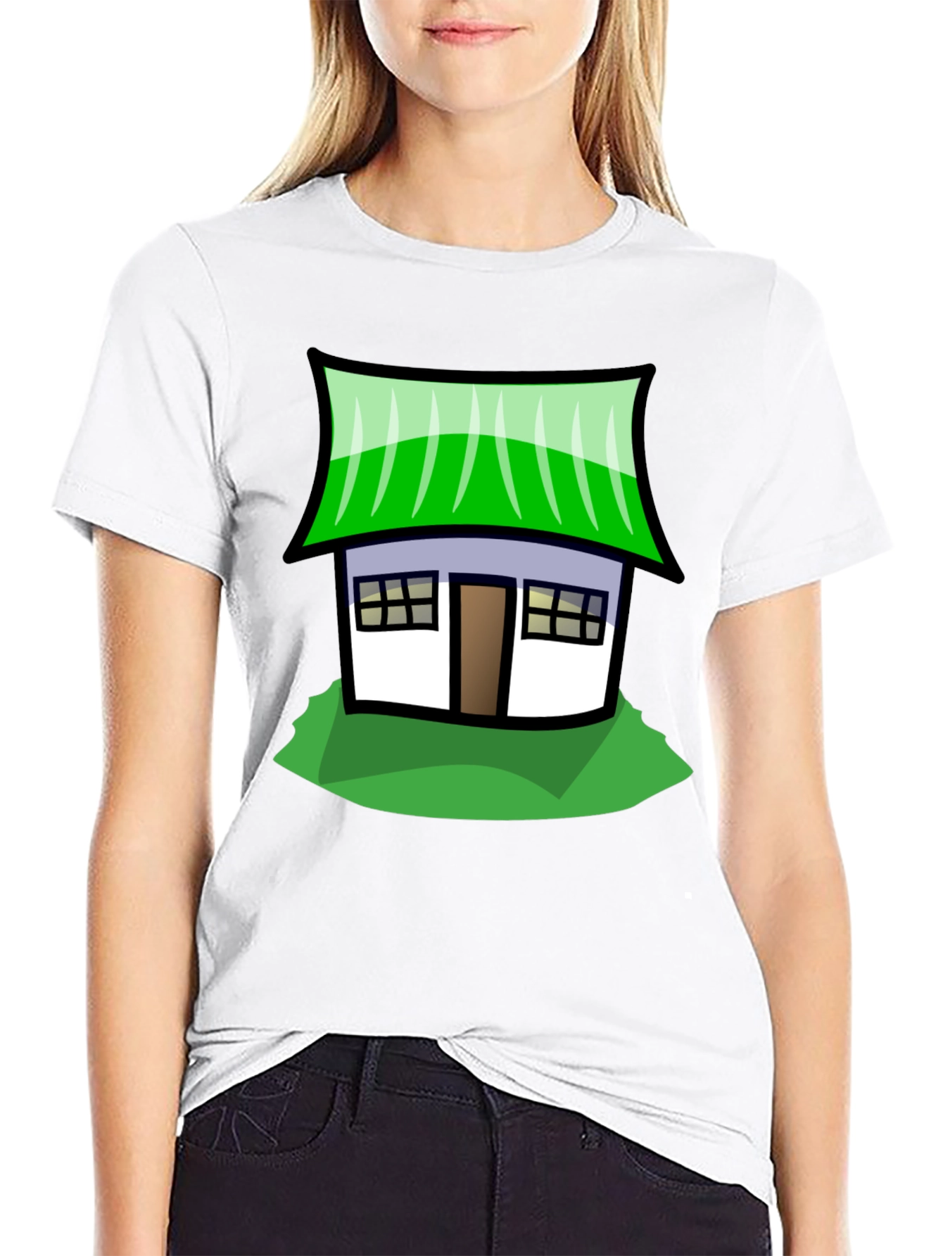 Black Cartoon House Graphic Tee - Unique Style view 9